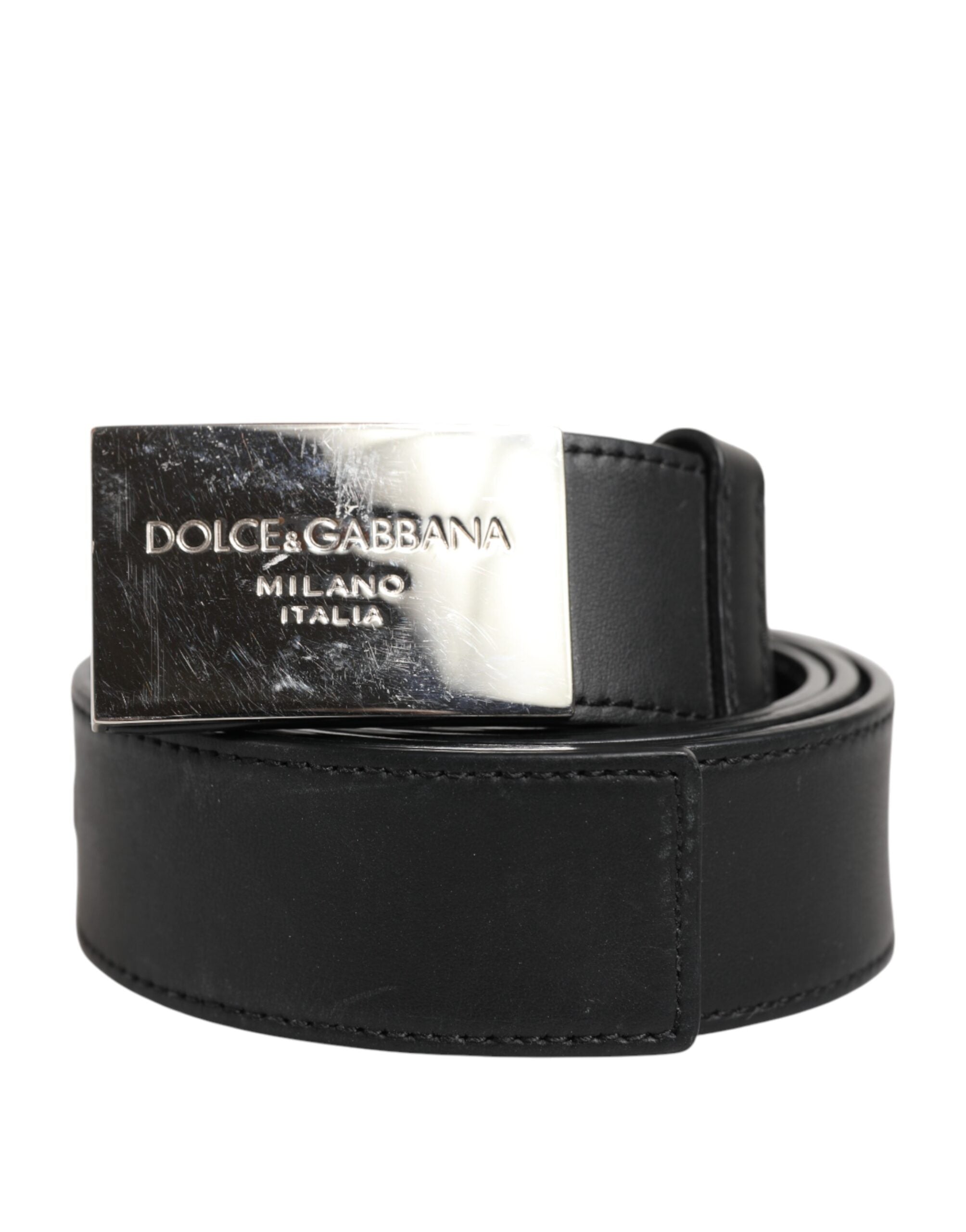 Dolce & Gabbana Schwarzer Leder-Gürtel mit klassischer Metall-Logo-Schnalle