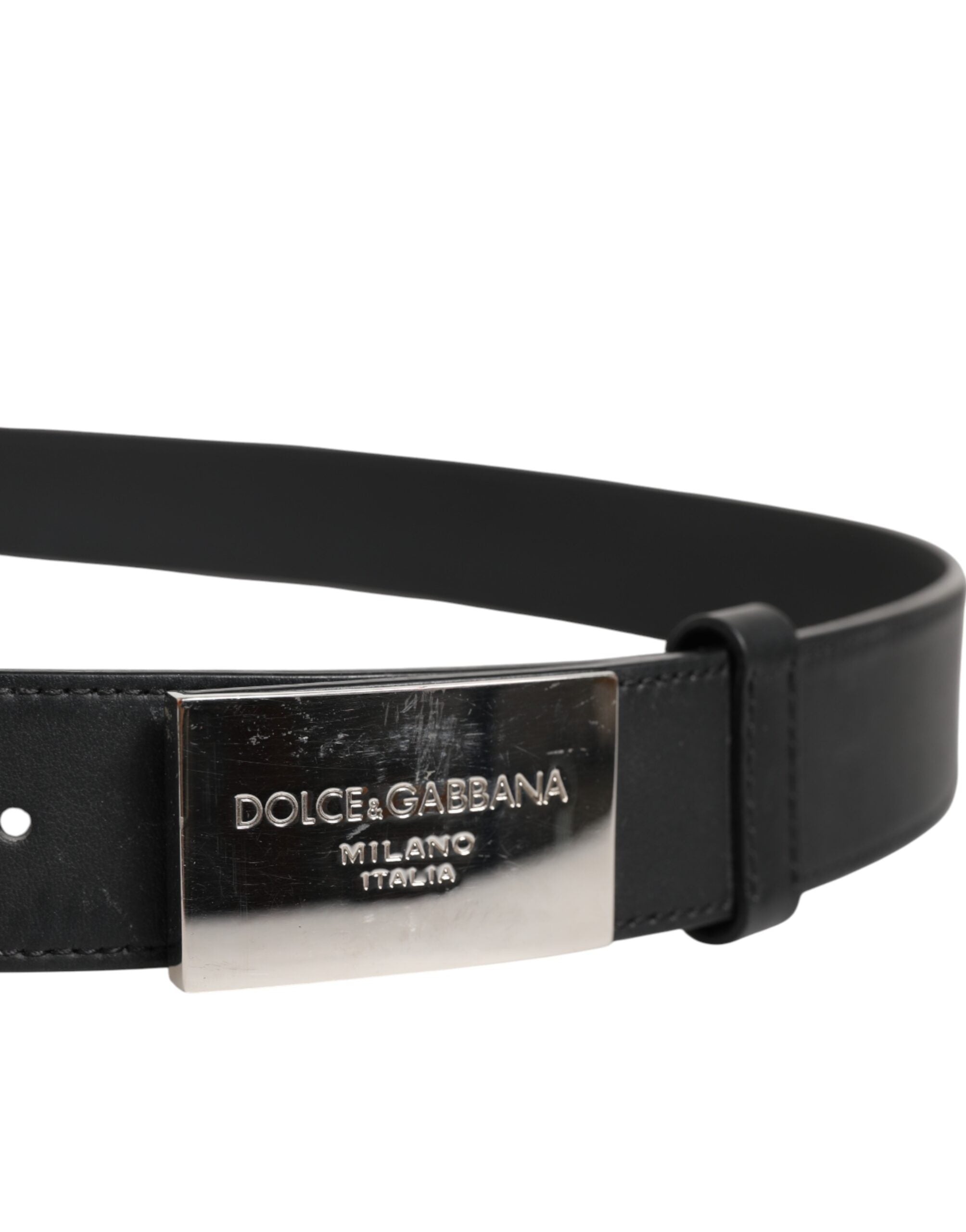 Dolce & Gabbana Schwarzer Leder-Gürtel mit klassischer Metall-Logo-Schnalle