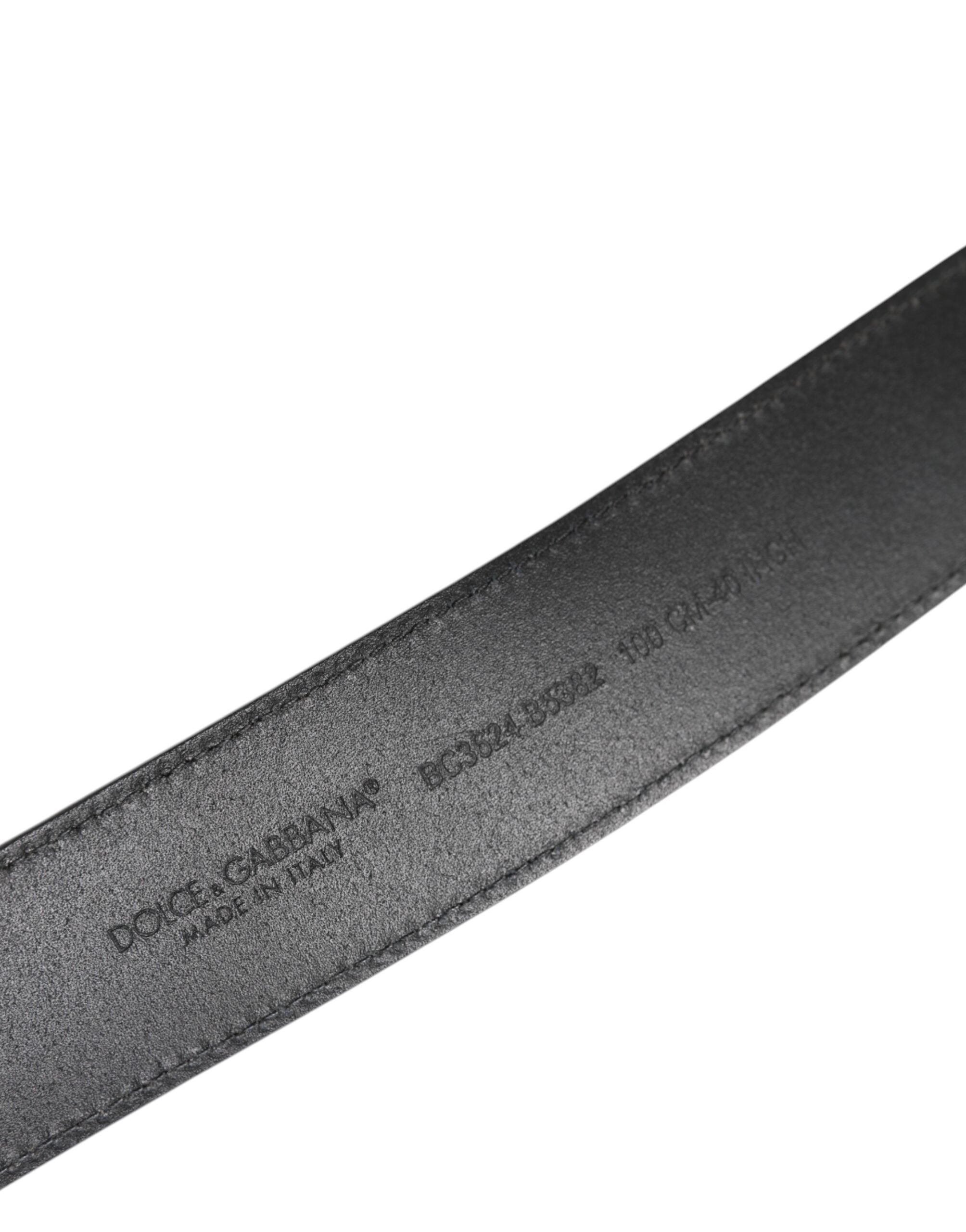 Dolce & Gabbana Schwarzer Leder-Gürtel mit klassischer Metall-Logo-Schnalle