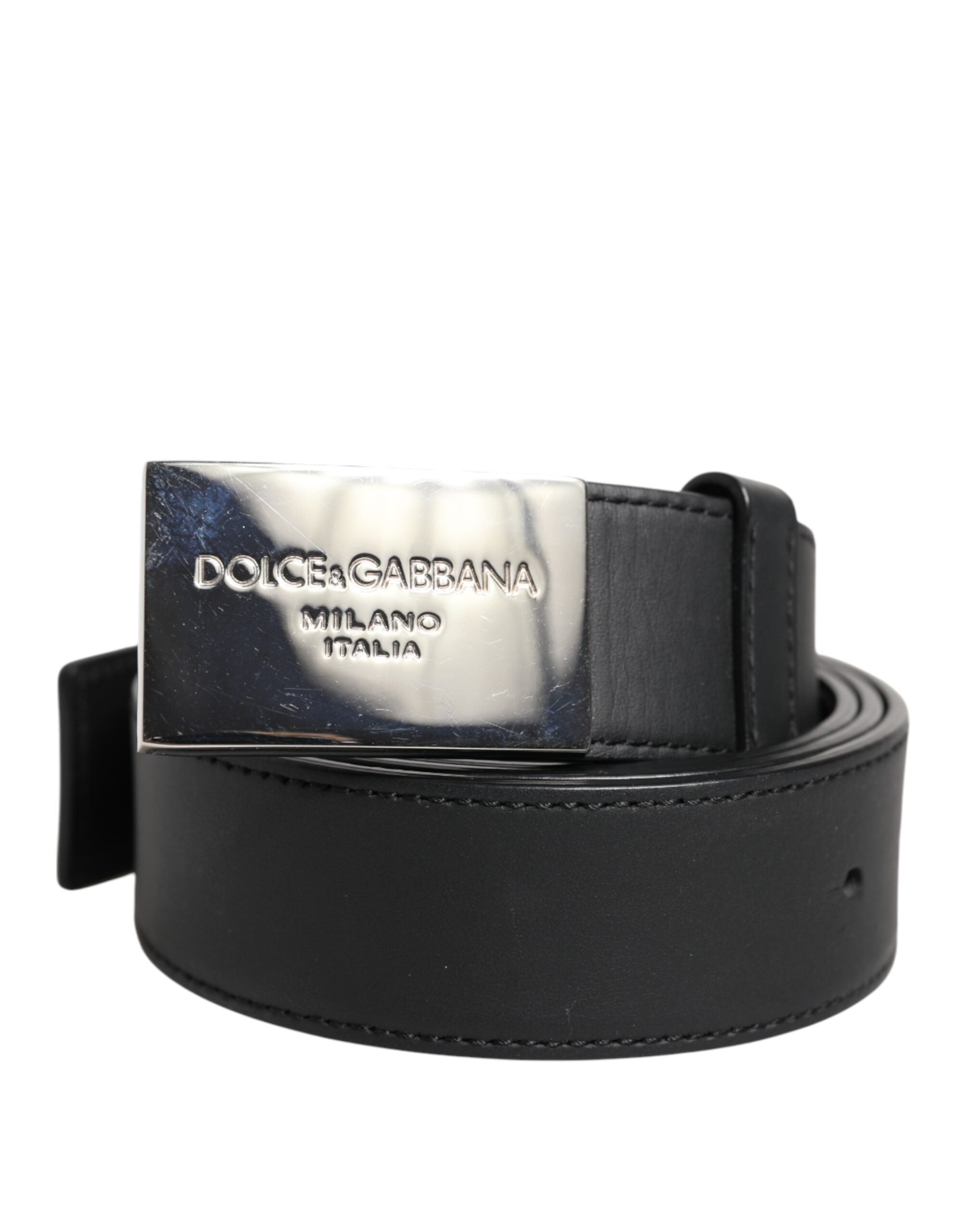 Dolce & Gabbana Schwarzer Leder-Gürtel mit Metall-Logo-Schnalle