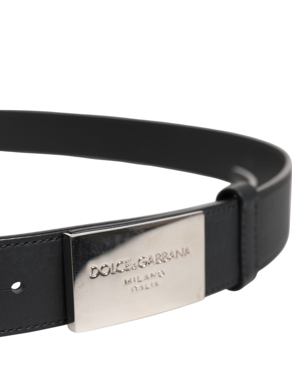 Dolce & Gabbana Schwarzer Leder-Gürtel mit Metall-Logo-Schnalle