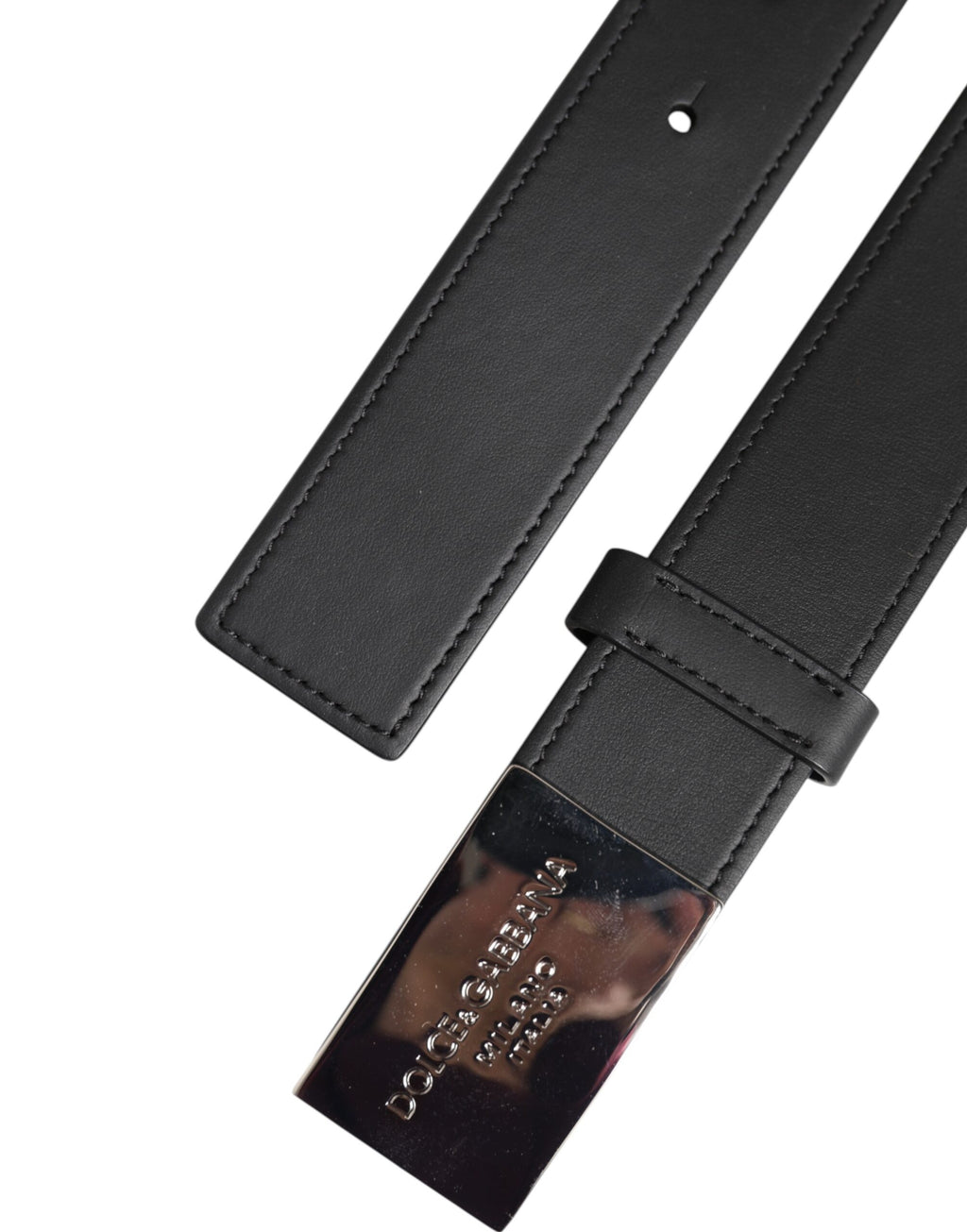Dolce & Gabbana Schwarzer Leder-Gürtel mit klassischer Metall-Logo-Schnalle