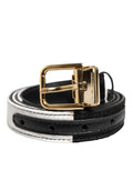 Dolce & Gabbana Schwarz Weiß Patchwork Gürtel mit goldener Metallschnalle