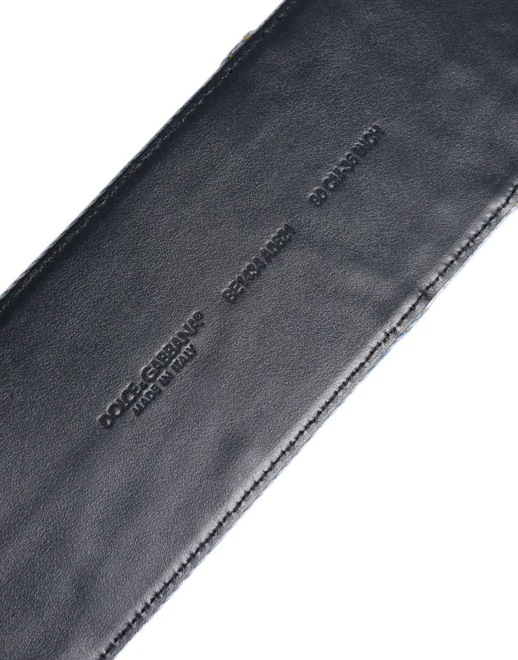 Dolce & Gabbana Zweifarbiger Gürtel aus blauem Denim mit goldener Metallschnalle