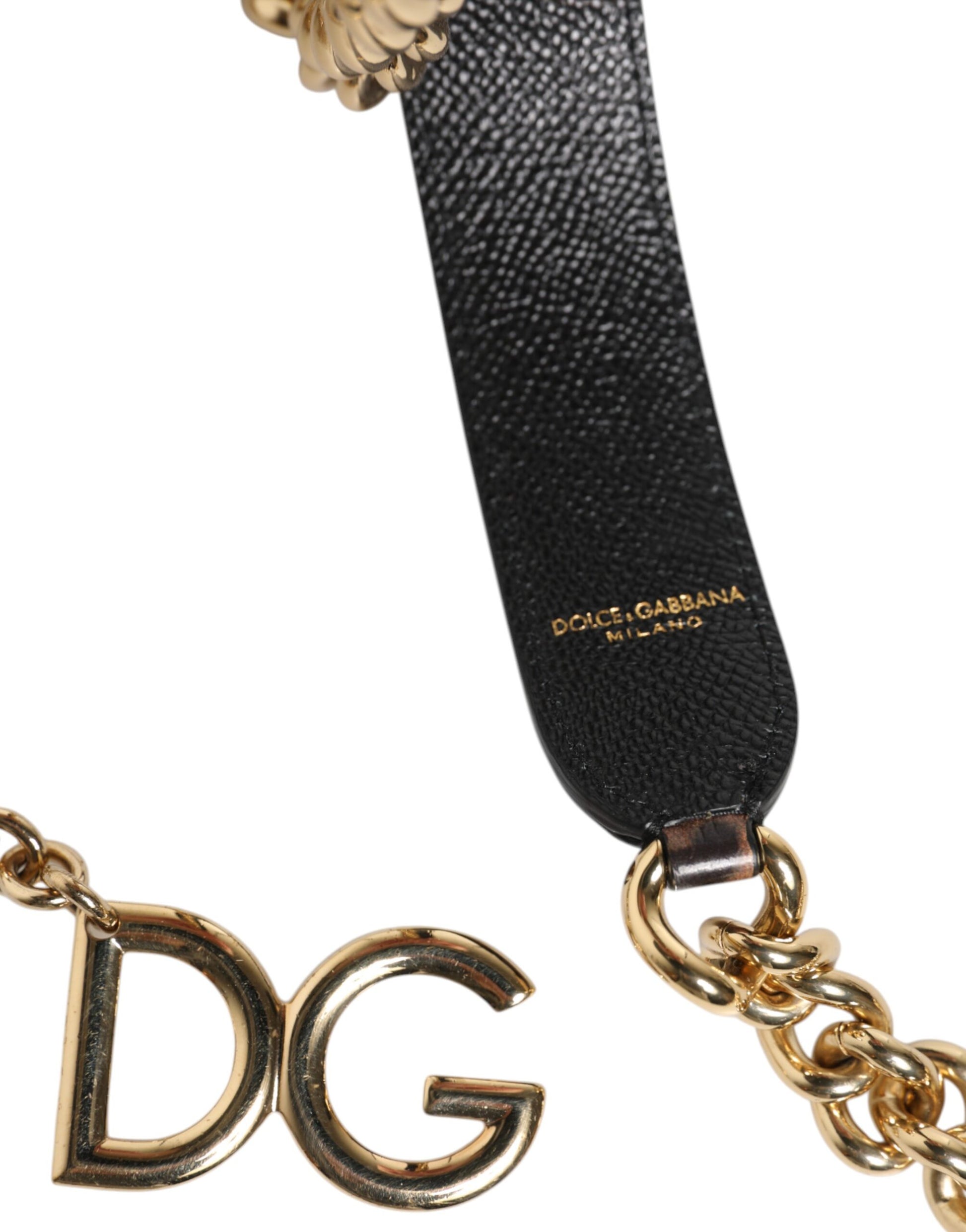 Dolce & Gabbana Braun Leopard Gold Messing Kette Accessoire Schulterriemen
