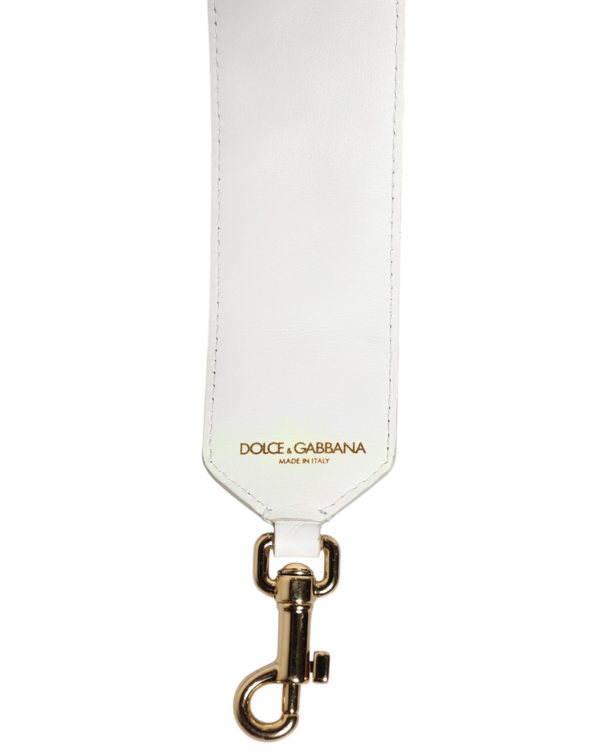 Dolce & Gabbana Weißes Kalbsleder Raffia besticktes Patchwork Schulterriemen