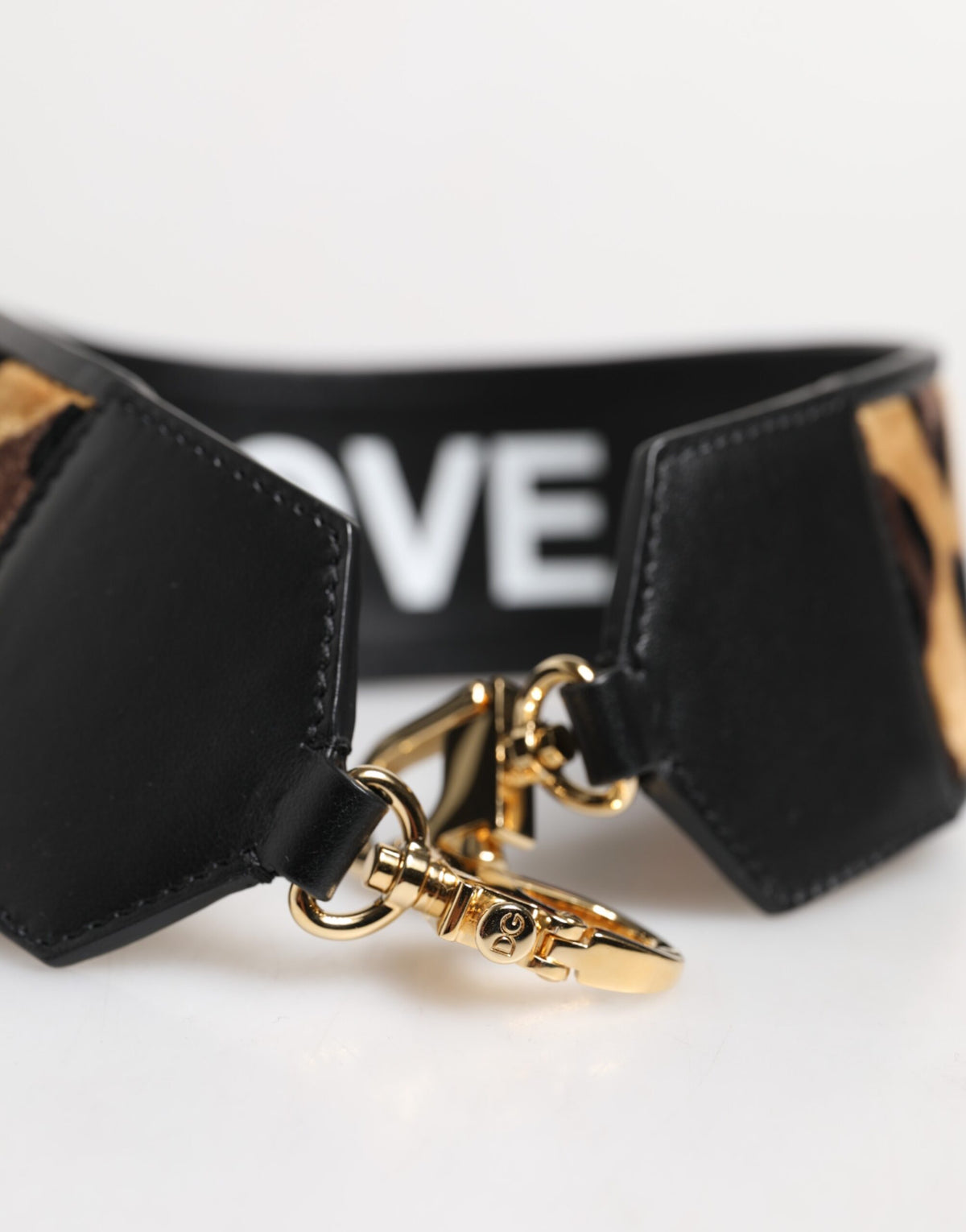 Dolce & Gabbana Zwarte Schouderband met Luipaardprint en Keerbaar Design