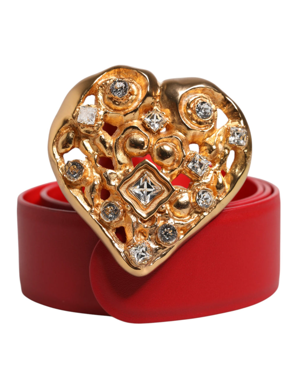 Dolce & Gabbana Roter Kalbsledergürtel mit verzierter Metallschnalle