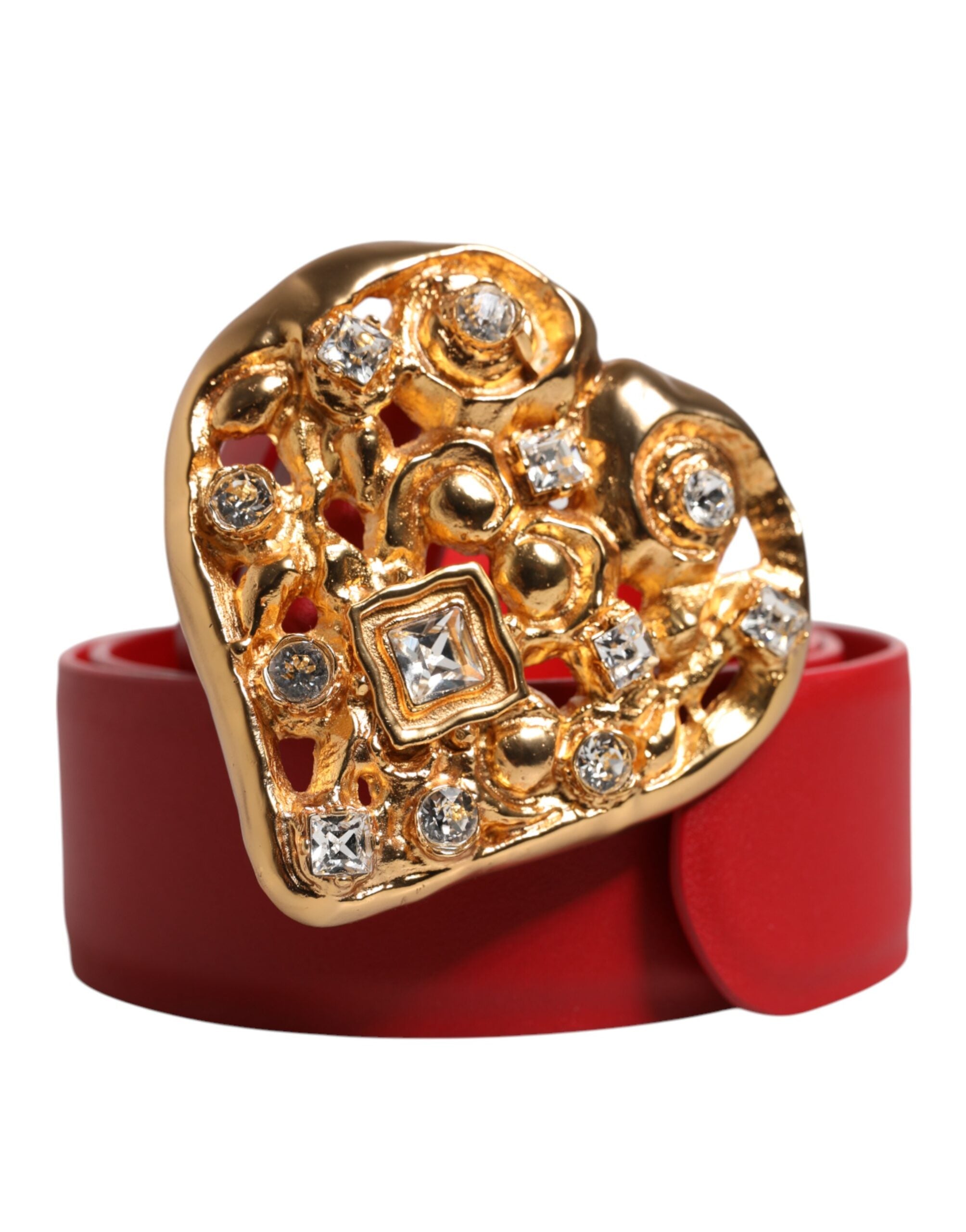 Dolce & Gabbana Roter Kalbsledergürtel mit verzierter Metallschnalle