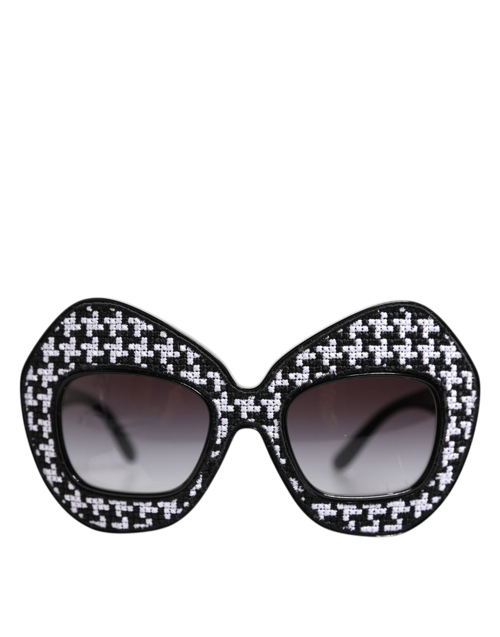 Dolce & Gabbana Schwarz-Weiß PIED DE POULE Print Oversized Shades Sonnenbrille