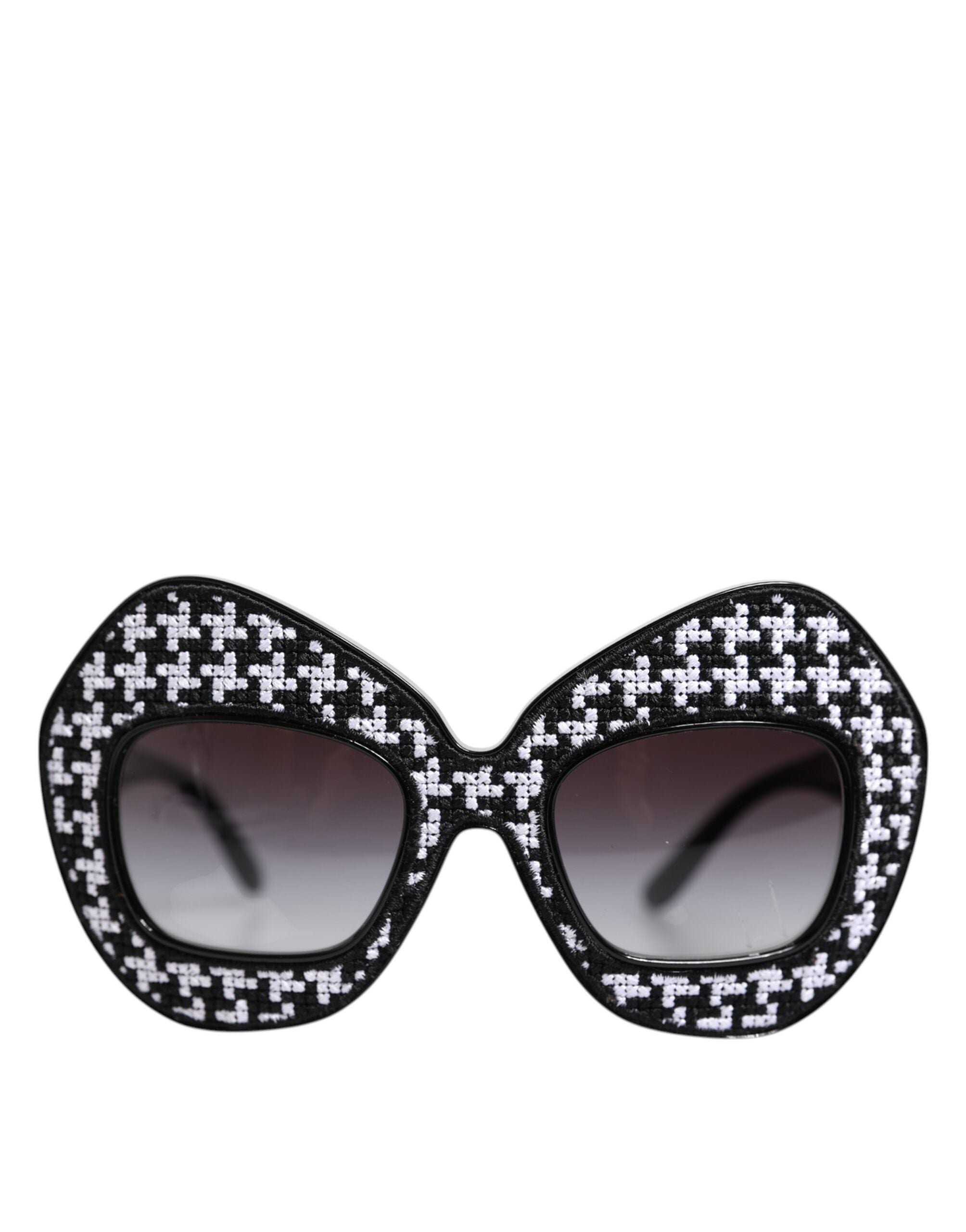 Dolce & Gabbana Schwarz-Weiß PIED DE POULE Print Oversized Shades Sonnenbrille