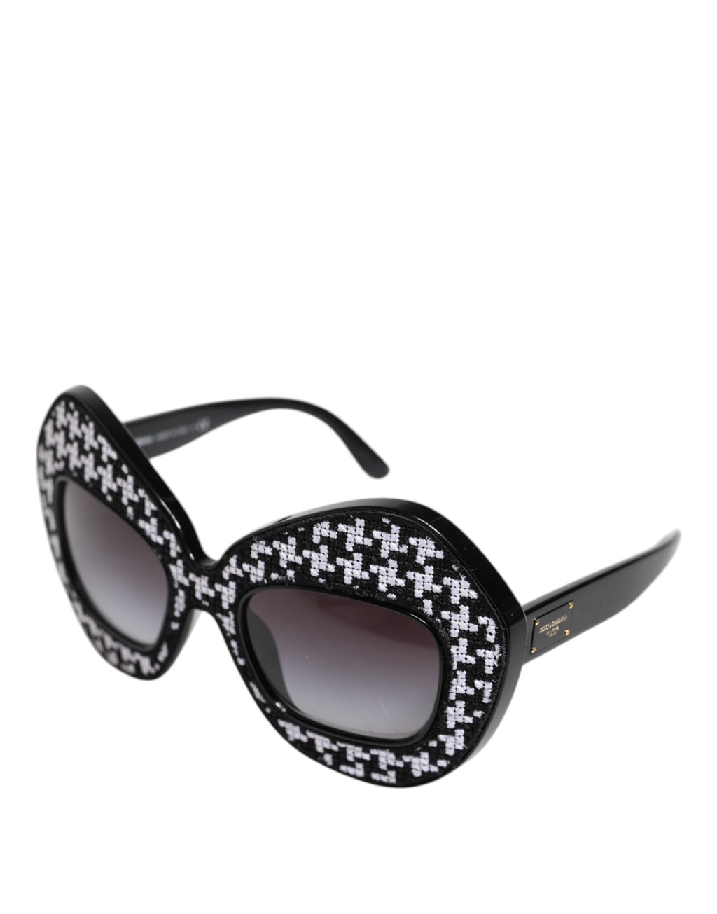 Dolce & Gabbana Schwarz-Weiß PIED DE POULE Print Oversized Shades Sonnenbrille