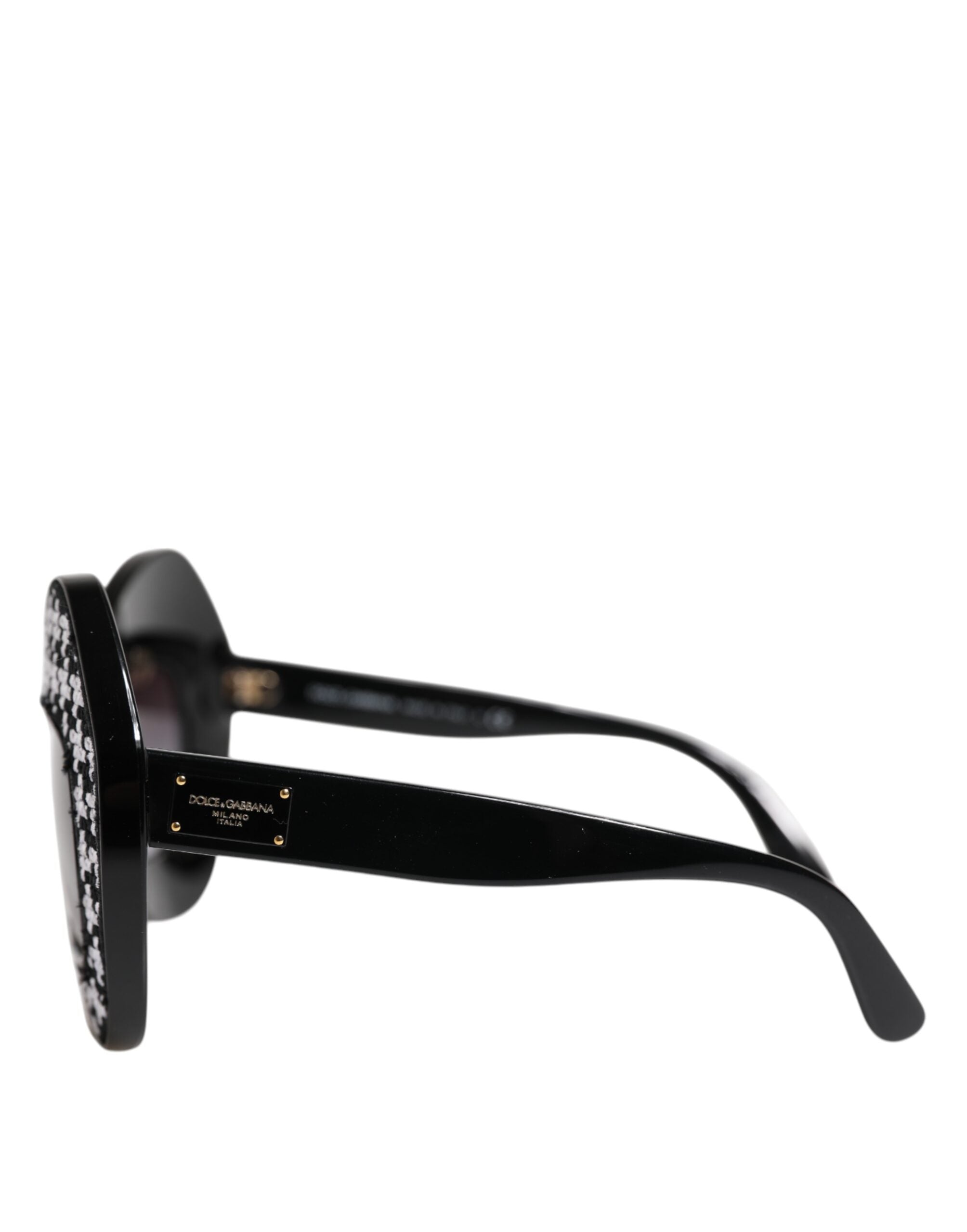 Dolce & Gabbana Schwarz-Weiß PIED DE POULE Print Oversized Shades Sonnenbrille