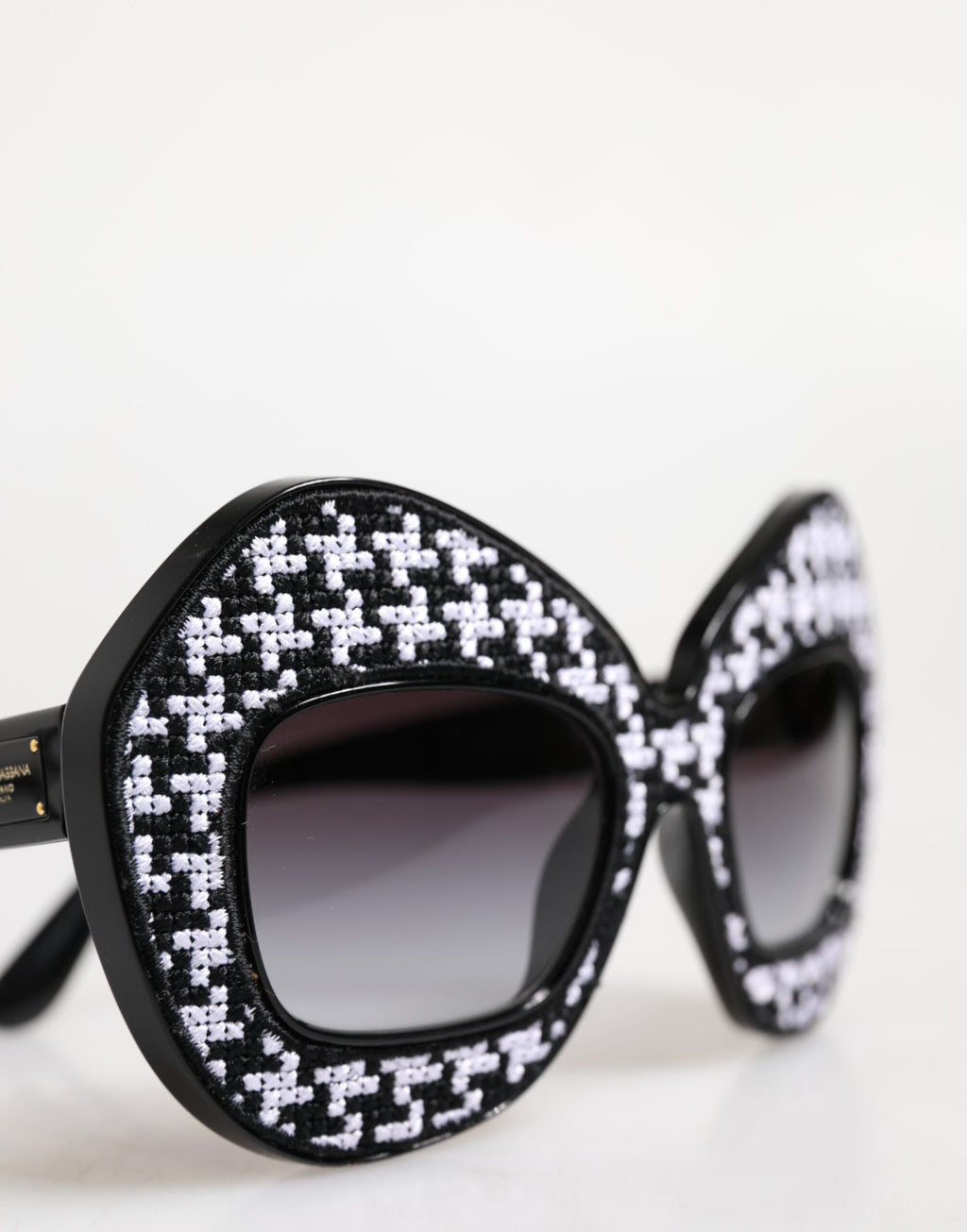 Dolce & Gabbana Schwarz-Weiß PIED DE POULE Print Oversized Shades Sonnenbrille