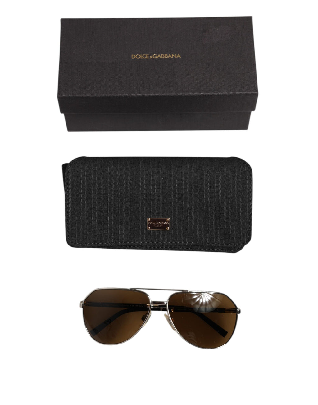 Dolce & Gabbana DG2073 Silberner Stahl Klassischer Pilot Braune Gläser Sonnenbrille