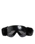 Dolce & Gabbana Zwart Bi0759 Kant Gespiegelde Skibril Masker Zonnebril