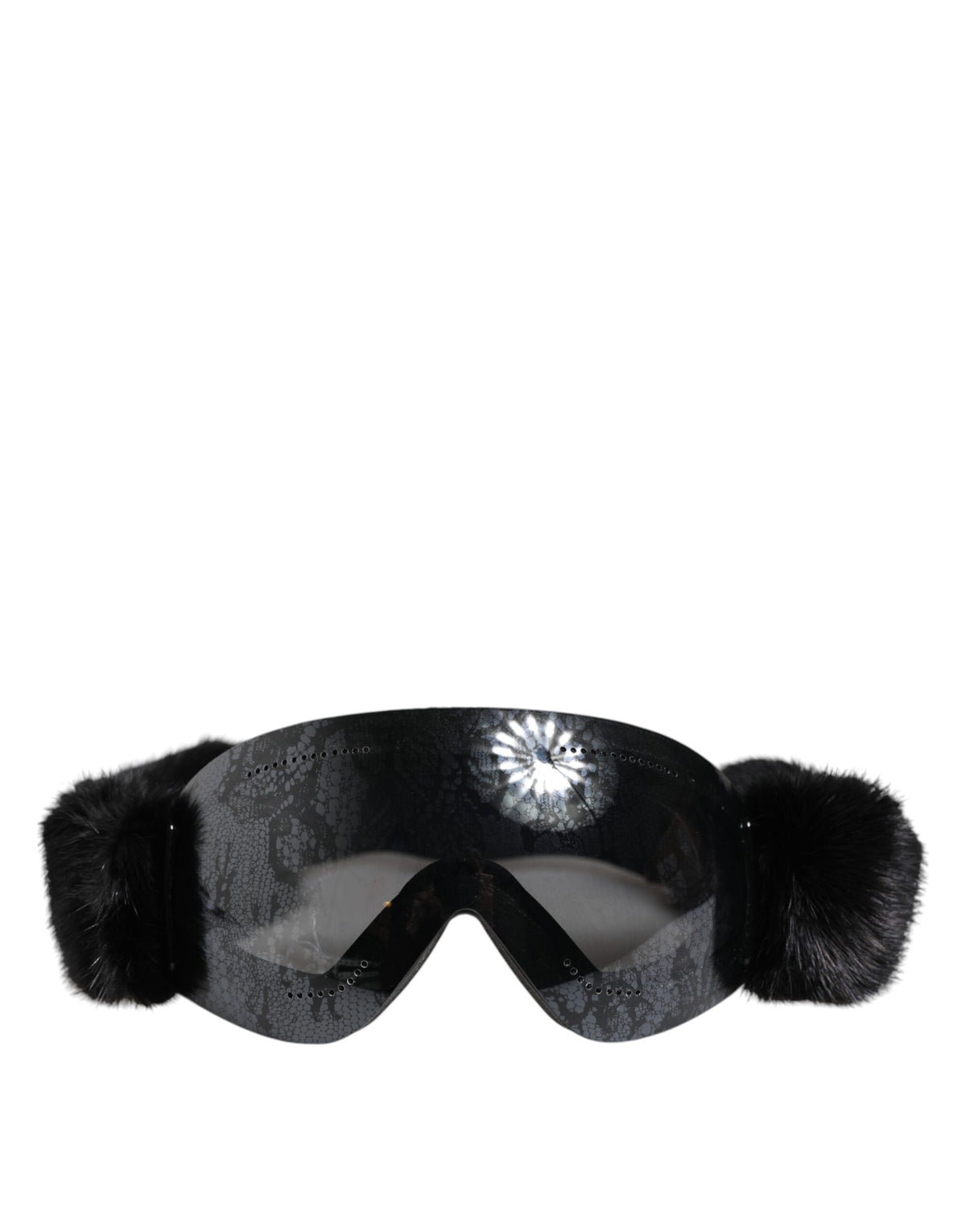 Dolce & Gabbana Zwart Bi0759 Kant Gespiegelde Skibril Masker Zonnebril