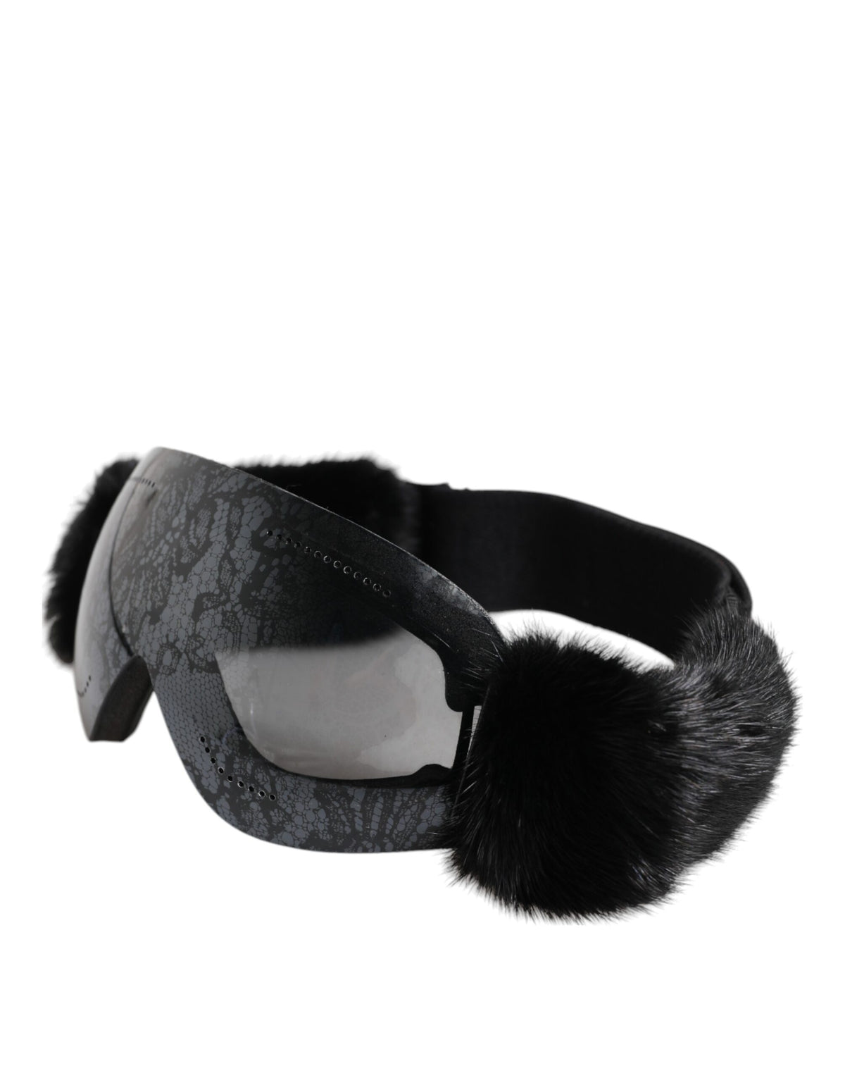 Dolce & Gabbana Zwart Bi0759 Kant Gespiegelde Skibril Masker Zonnebril