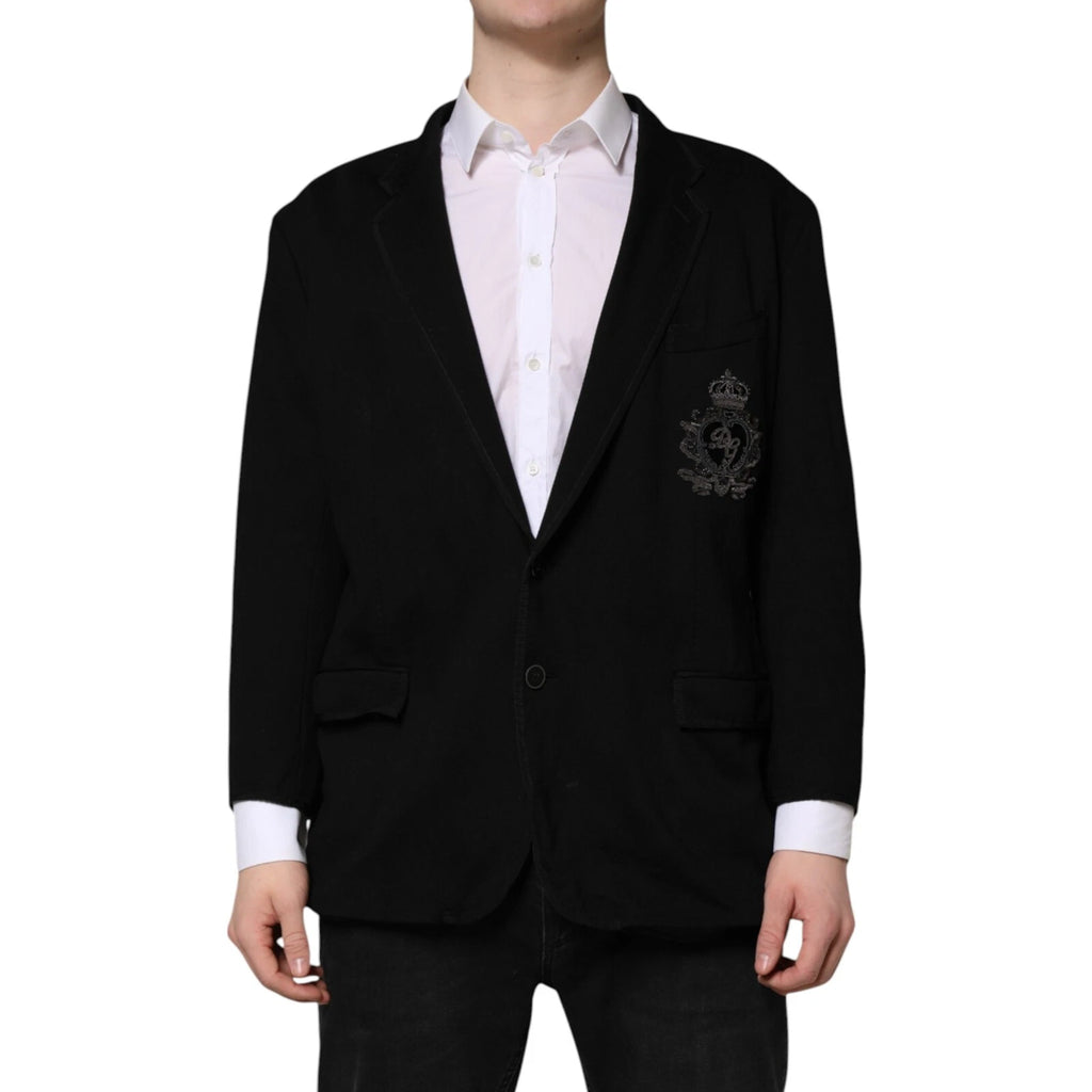 Dolce & Gabbana Schwarzer Viskose DG Crown Blazer Mantel Jacke