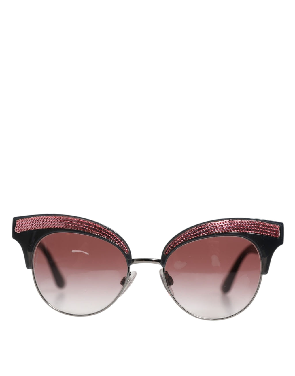 Dolce & Gabbana Schwarz rosa verspiegelte Cat Eye DG6109 Pailletten-Sonnenbrille