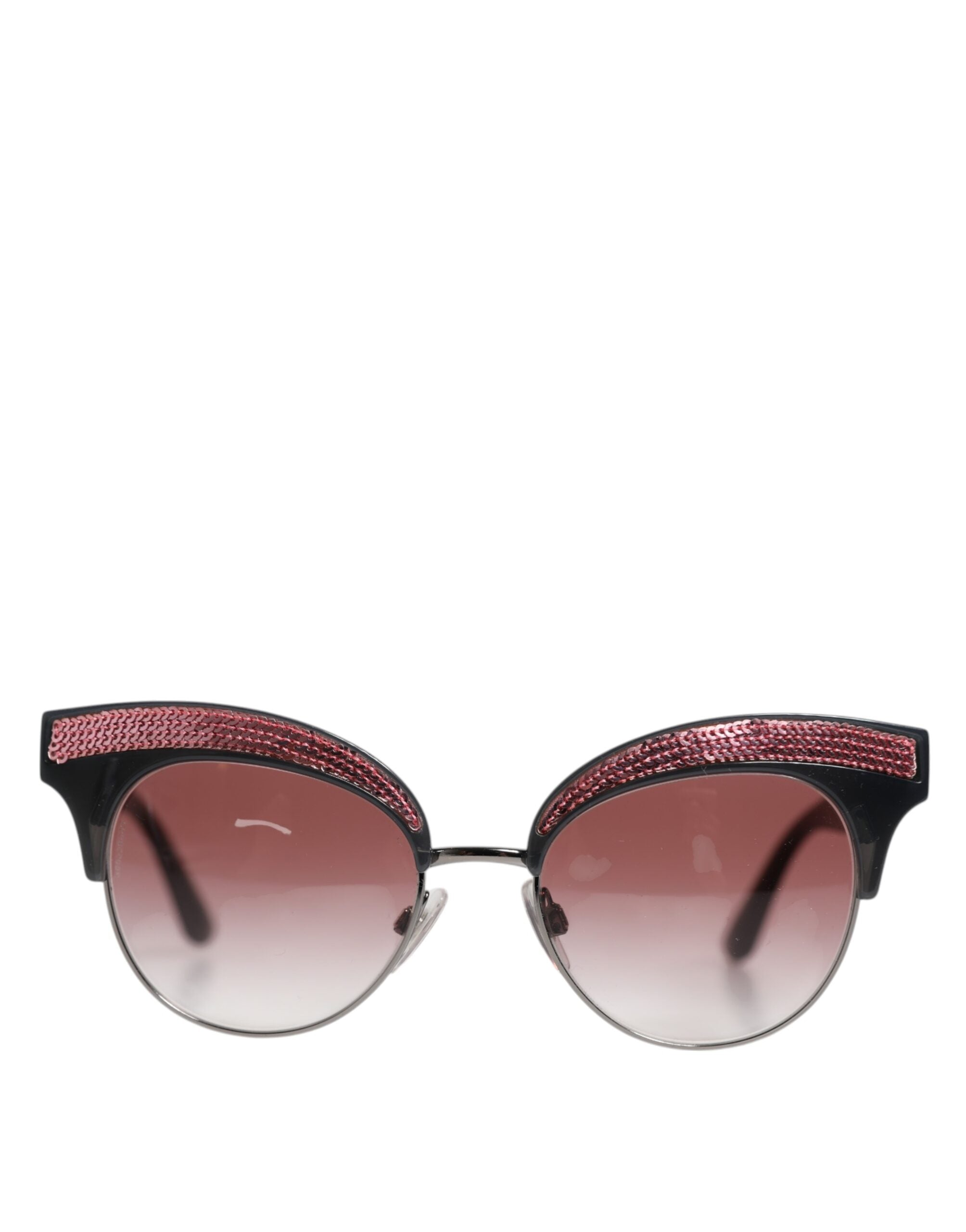 Dolce & Gabbana Schwarz rosa verspiegelte Cat Eye DG6109 Pailletten-Sonnenbrille