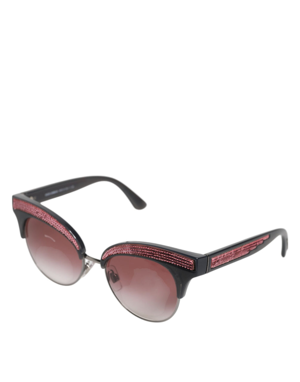 Dolce & Gabbana Schwarz rosa verspiegelte Cat Eye DG6109 Pailletten-Sonnenbrille