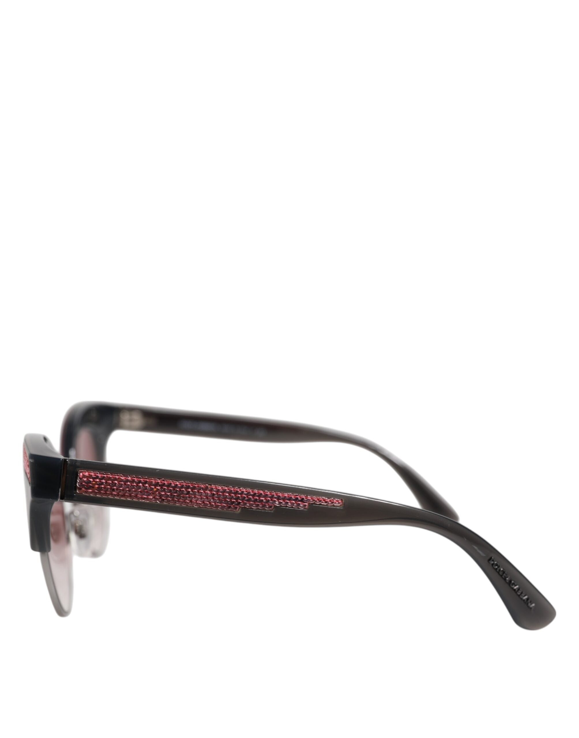 Dolce & Gabbana Schwarz rosa verspiegelte Cat Eye DG6109 Pailletten-Sonnenbrille
