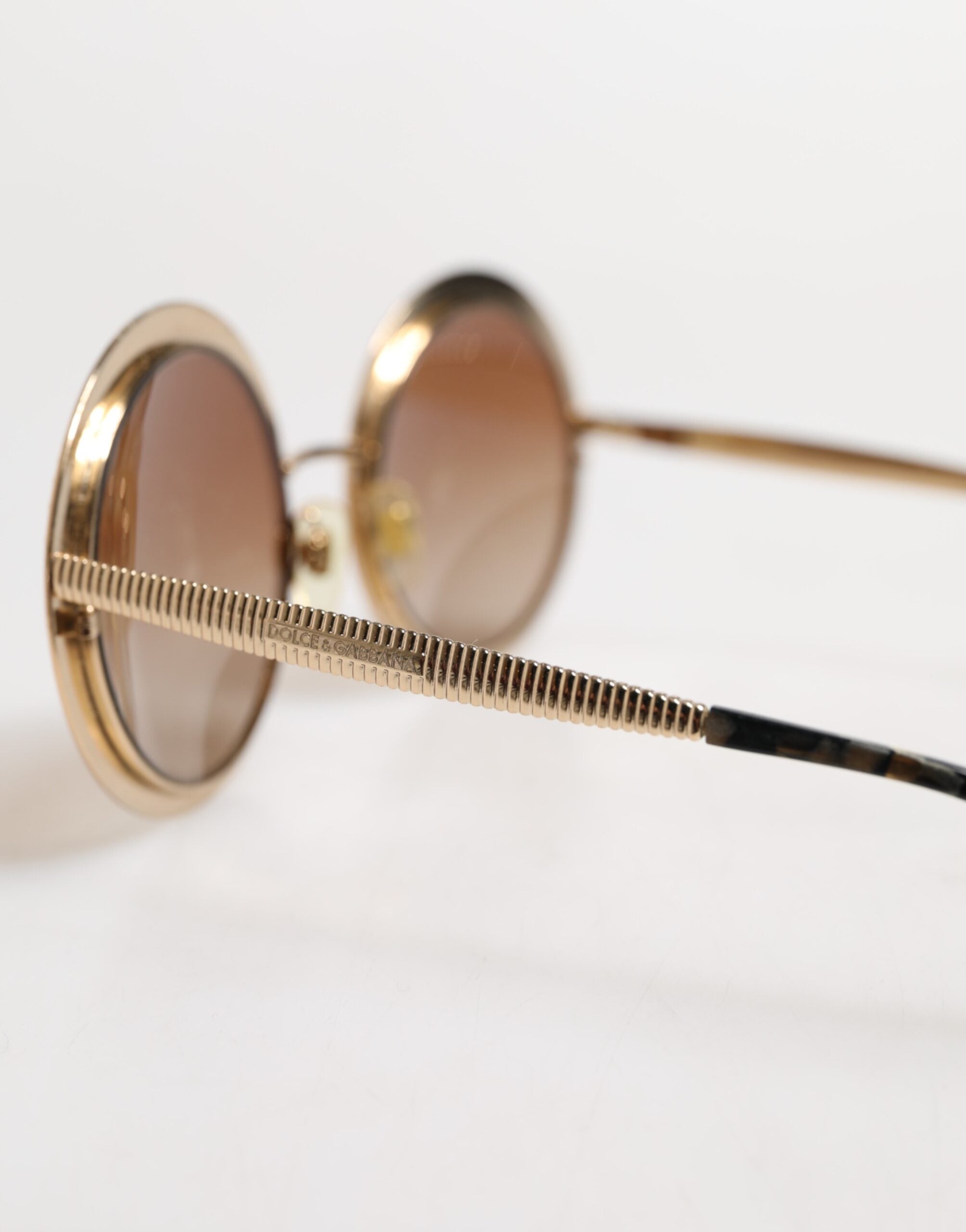 Dolce & Gabbana Gold Braun Gradient Runde Rahmen DG2179 Eyewear Sonnenbrillen