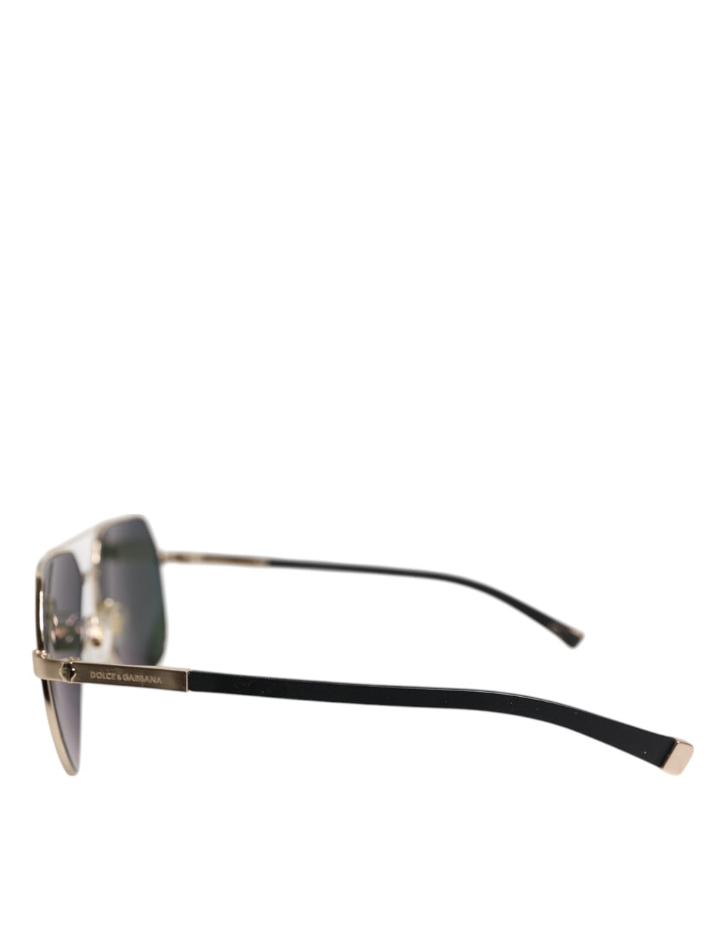 Dolce & Gabbana Schwarze 18K vergoldete Sonnenbrille aus polarisiertem Stahl DG2133K