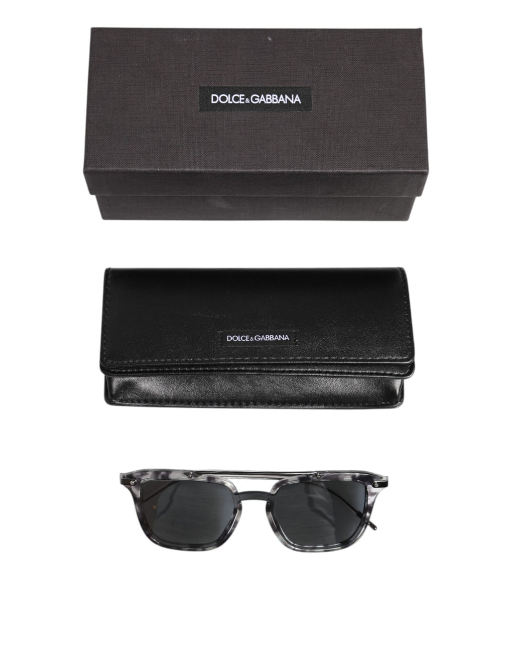 Dolce & Gabbana Graue Havanna Acetat Square DG4327 Eyewear Sonnenbrille