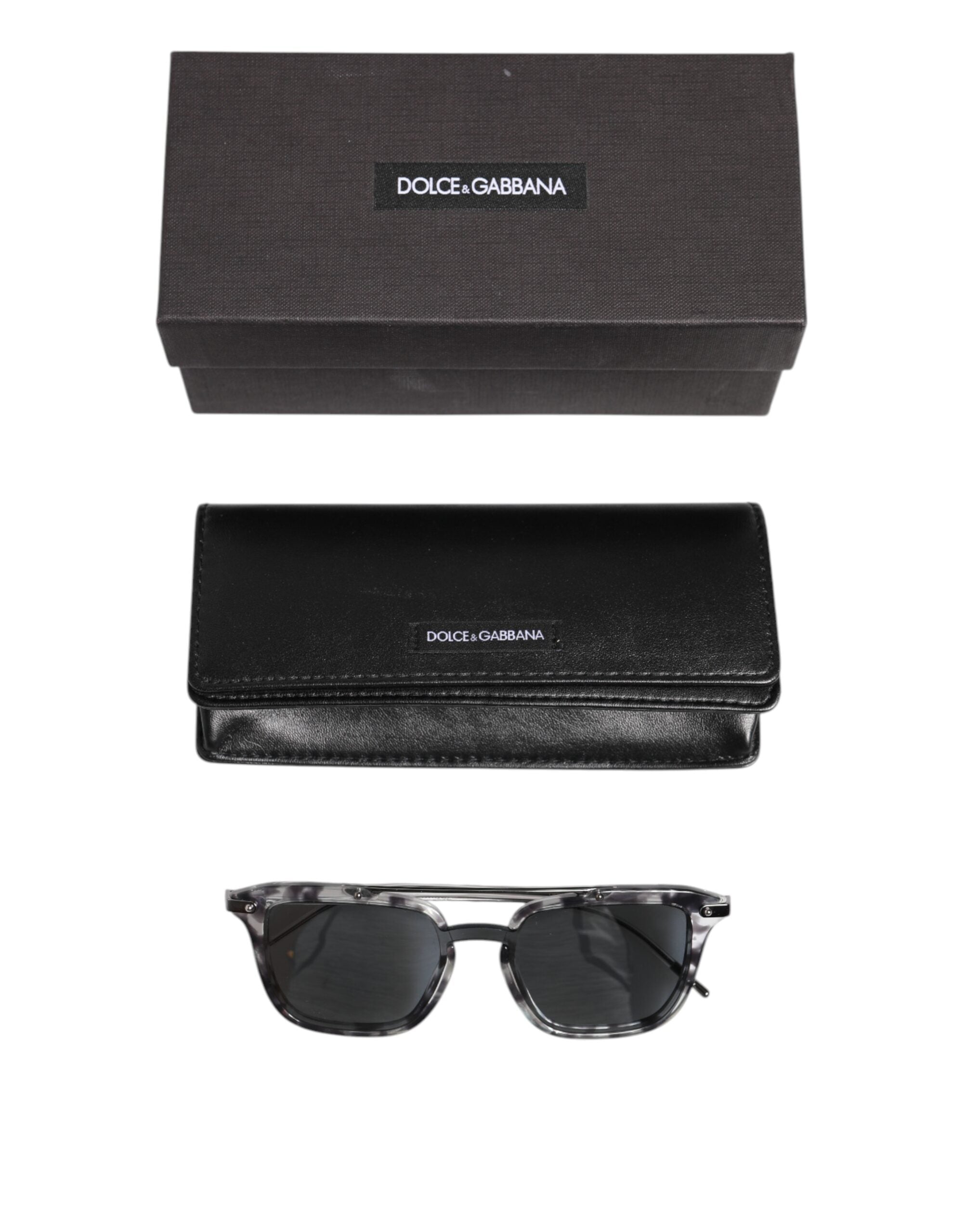 Dolce & Gabbana Graue Havanna Acetat Square DG4327 Eyewear Sonnenbrille