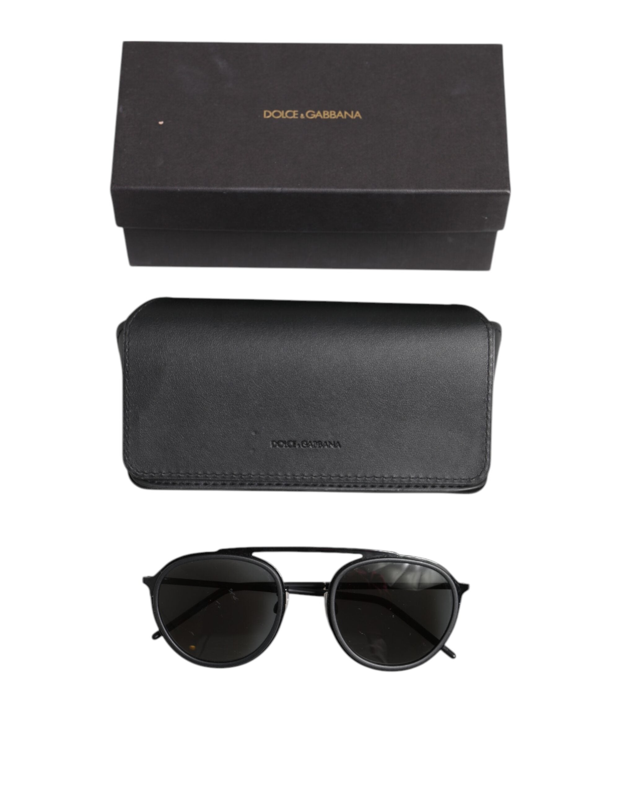 Dolce & Gabbana Schwarzer Metallrahmen Runde DG2276 Eyewear Shades Sonnenbrille