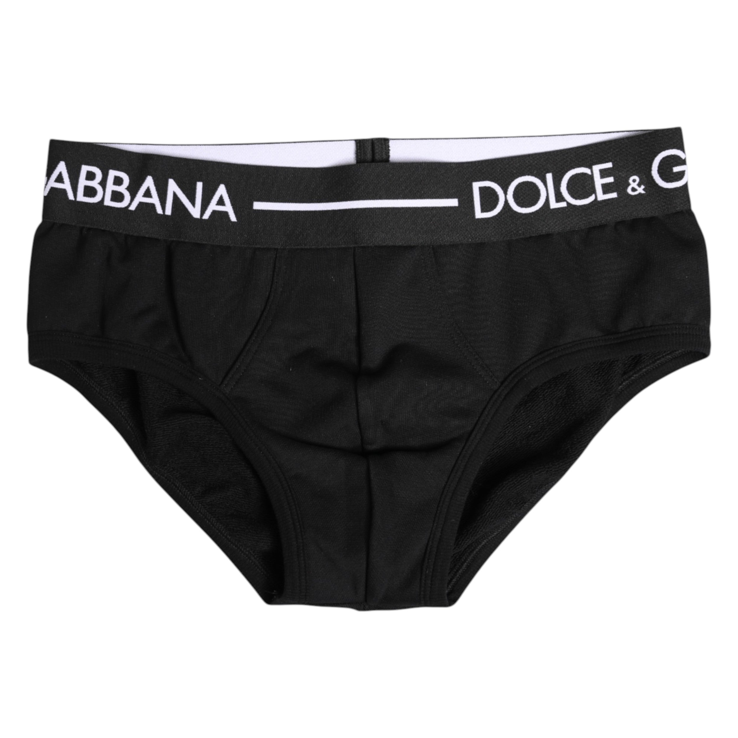 Dolce & Gabbana Schwarzer Cotton Stretch Regular Slip Unterwäsche
