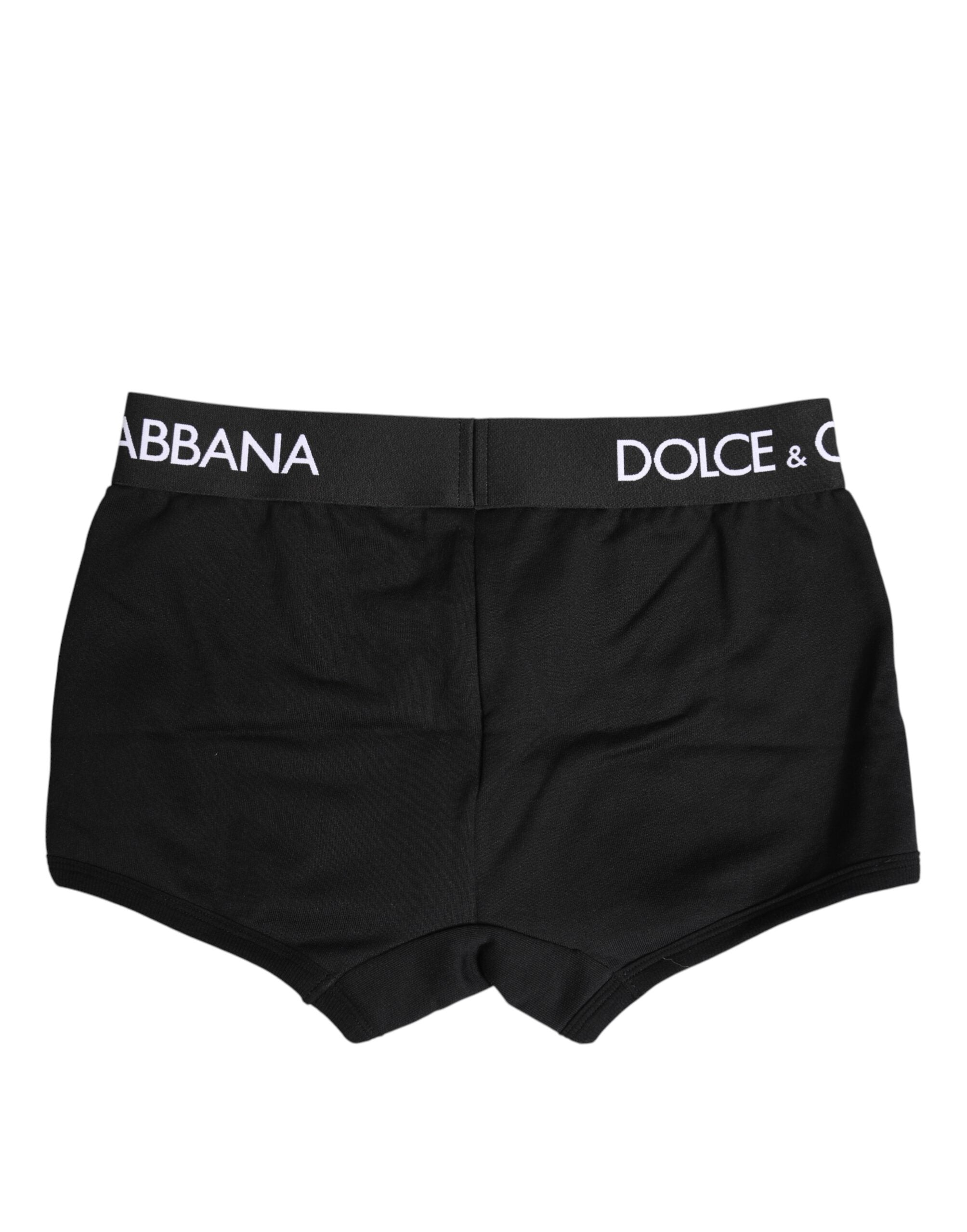 Dolce & Gabbana Schwarze Cotton Stretch Regular Boxer Unterwäsche