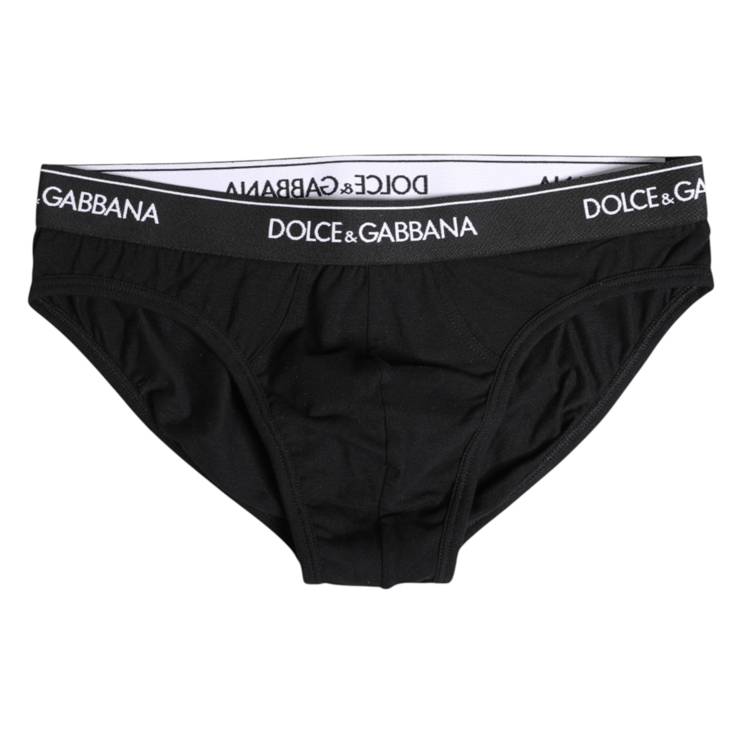 Dolce & Gabbana Schwarzer Cotton Stretch Regular Slip Unterwäsche