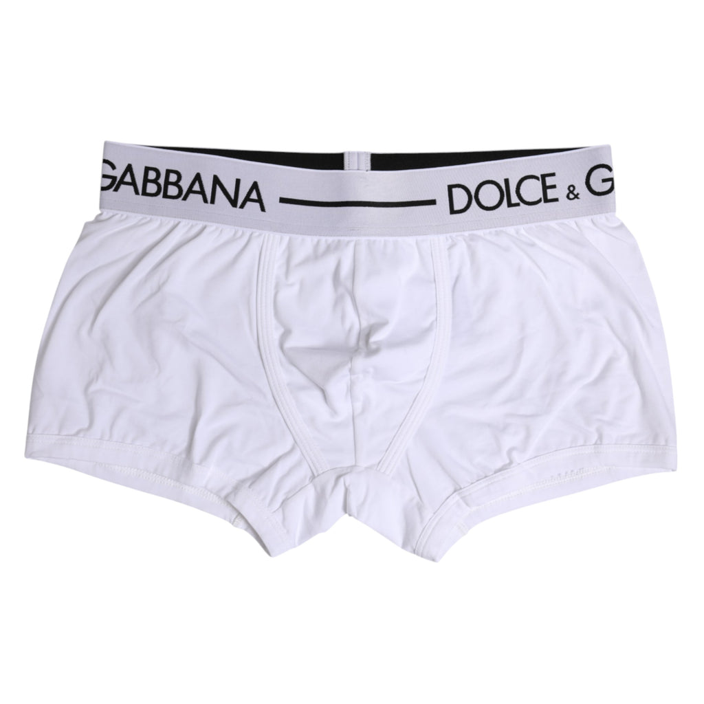 Dolce & Gabbana Weiße Cotton Stretch Regular Boxer Unterwäsche