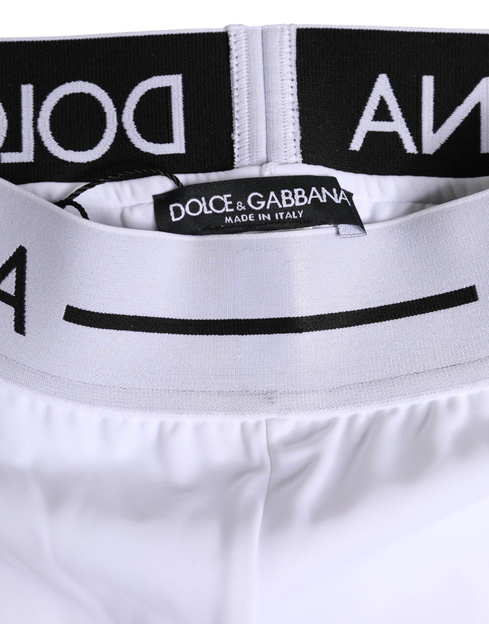 Dolce & Gabbana Weißes Nylon Logo Bund Boxershorts Unterwäsche