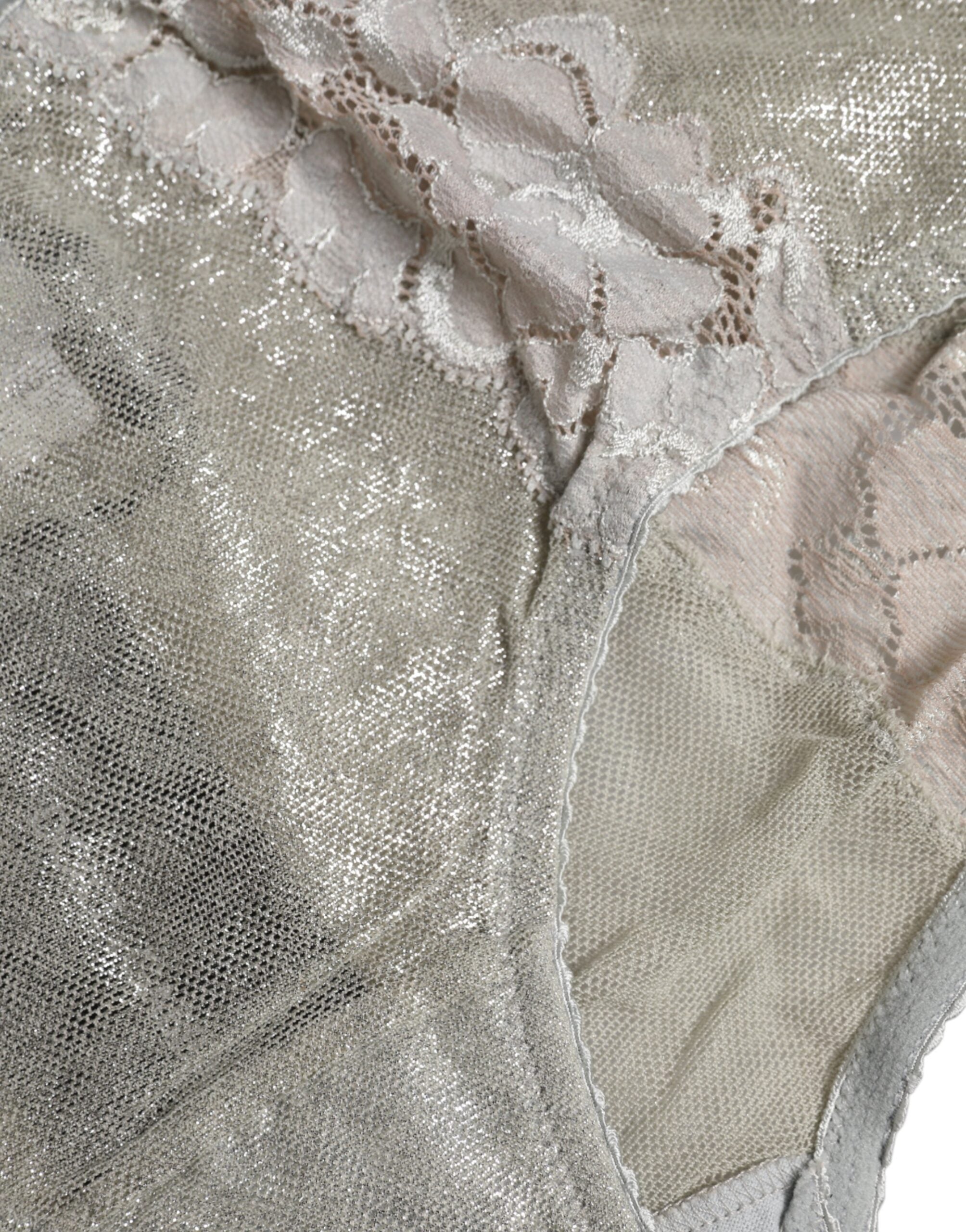 Dolce & Gabbana Graue Baumwolle Floral Spitze Hohe Taille Panty Unterwäsche