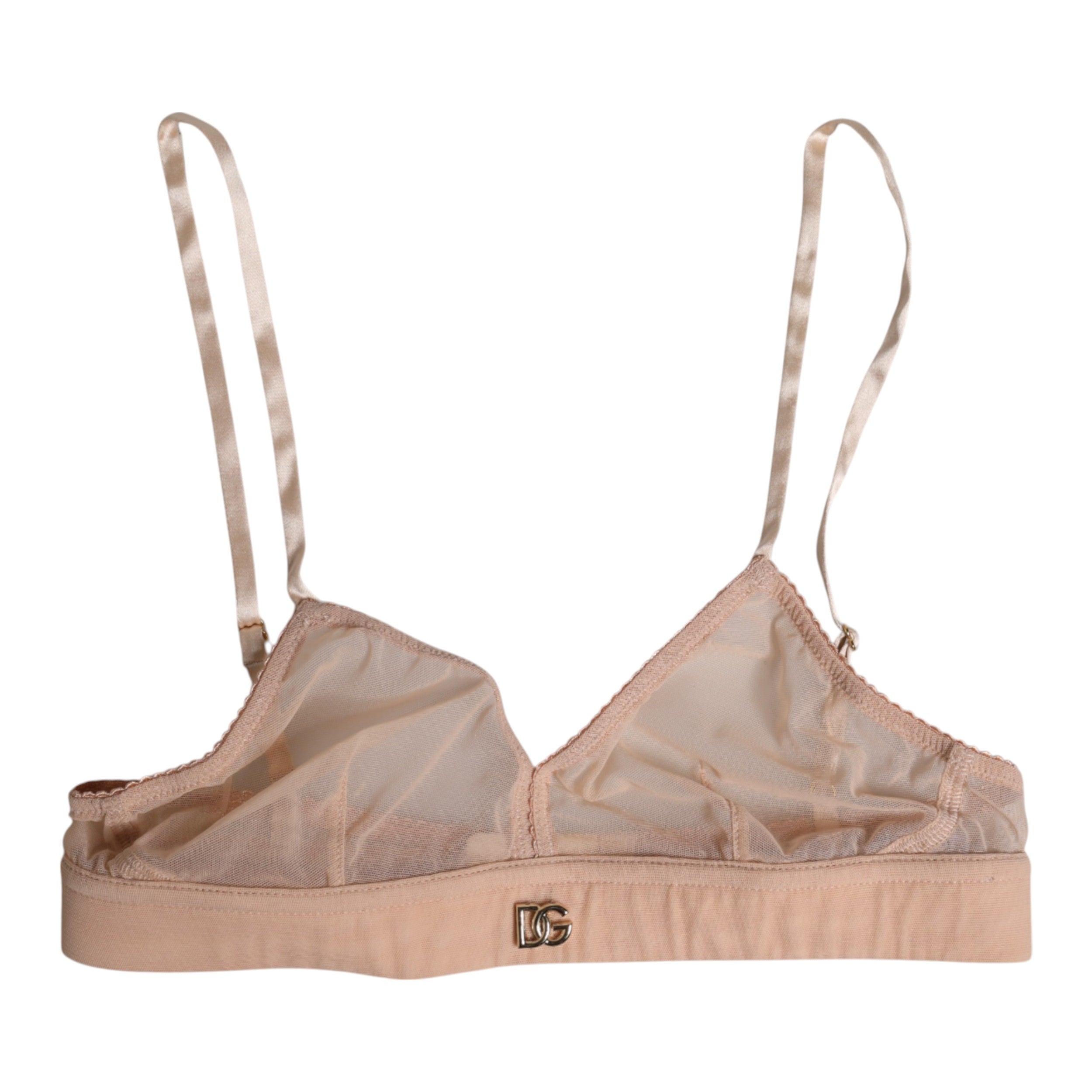 Dolce & Gabbana Puderrosa Nylon DG Logo Bügelfreier BH Unterwäsche