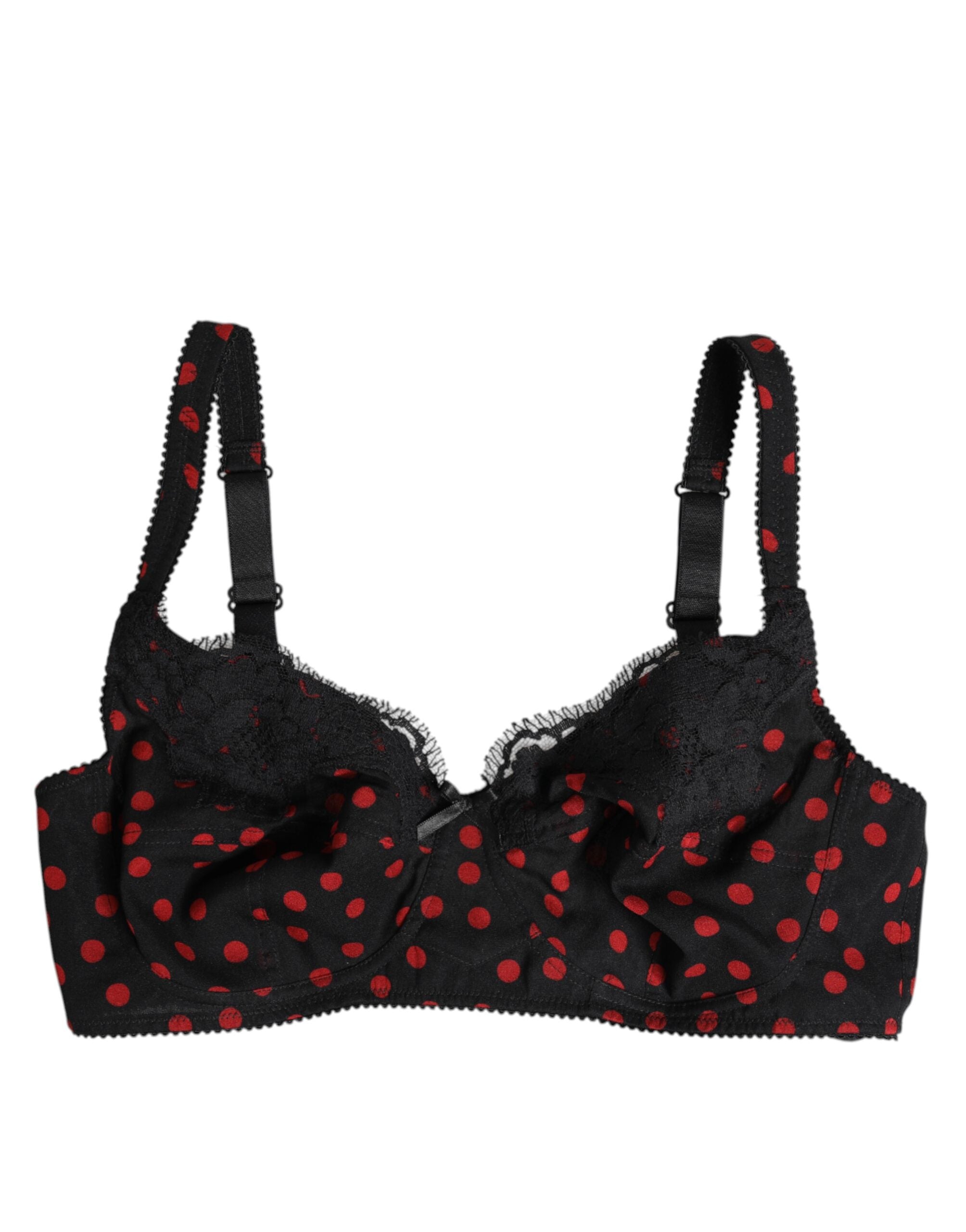 Dolce & Gabbana Schwarz-Rot gepunktet Bügel-Balconette-Unterwäsche