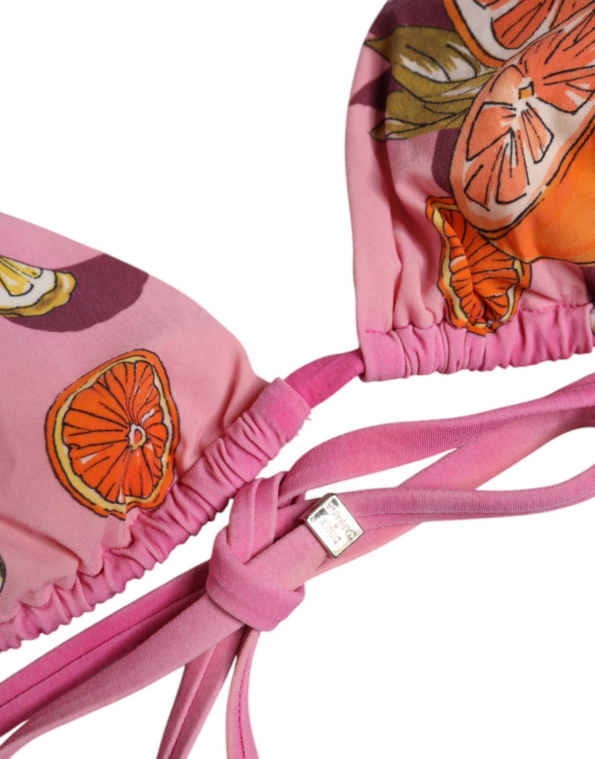 Dolce & Gabbana Rosa bedruckter Badeanzug 2 Stück Oberteil Unterteil Bademode