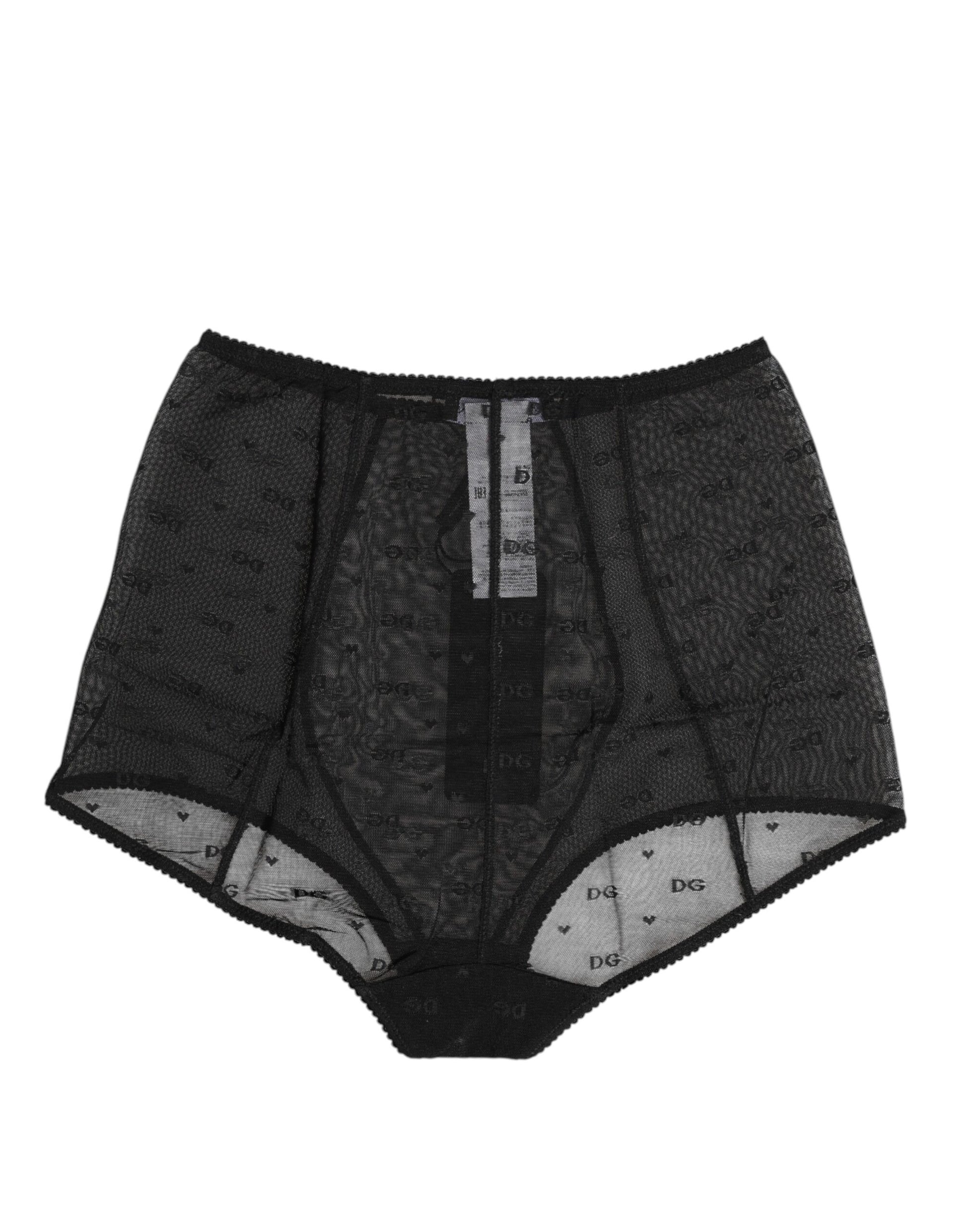 Dolce & Gabbana Schwarzer Logo-Mieder mit hoher Taille Höschen Unterwäsche