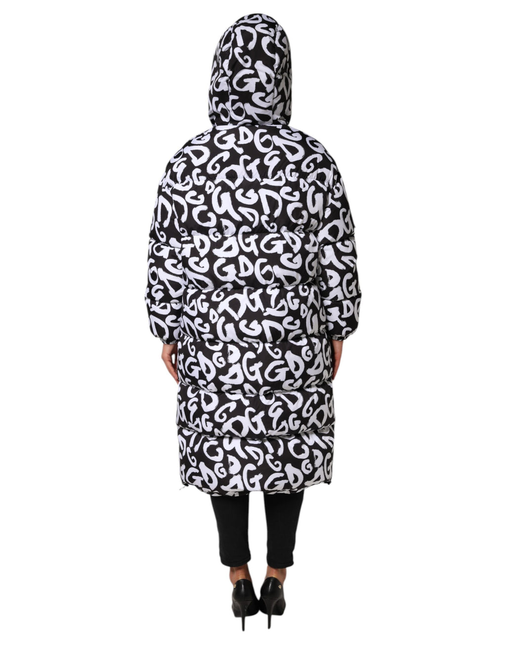 Dolce & Gabbana Zwart Wit DG Mania Lange Jas met capuchon