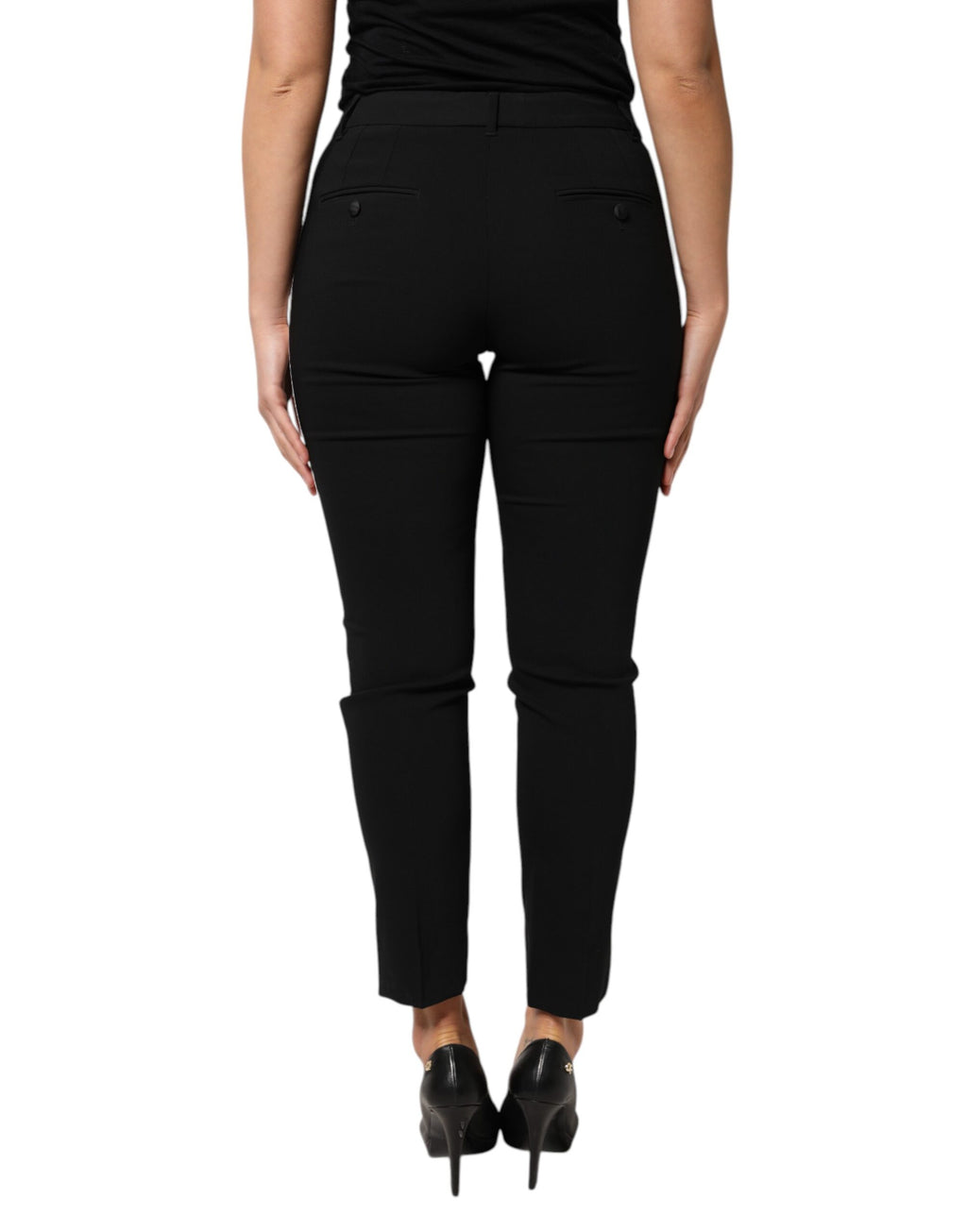 Dolce & Gabbana Schwarze taillierte Hose aus Wolle