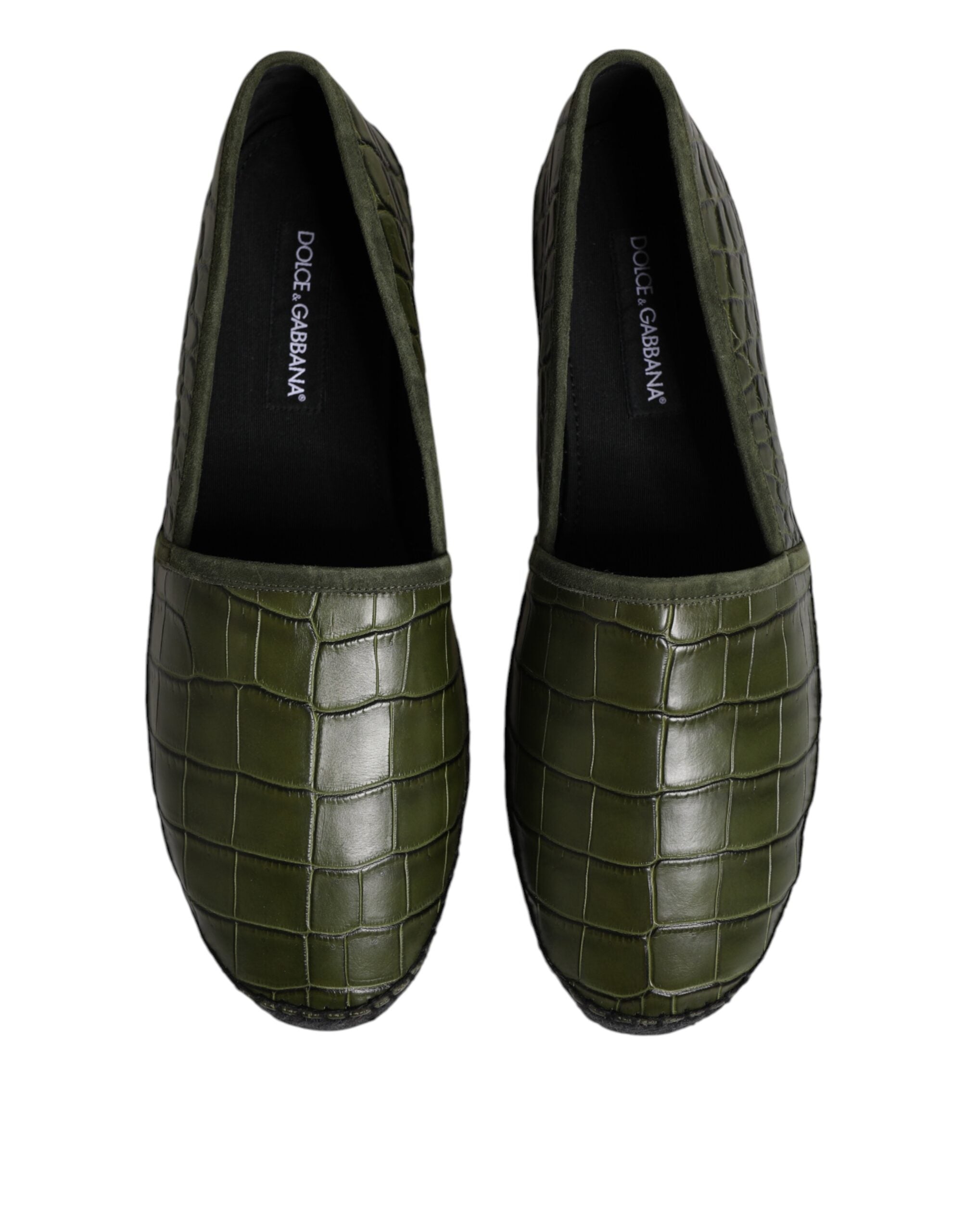 Dolce & Gabbana Grüne Exotische Leder Espadrilles Slip On Schuhe