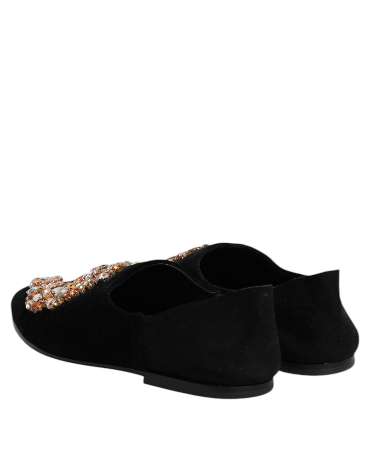 Dolce & Gabbana Zwarte Velvet Loafers Met Versieringen