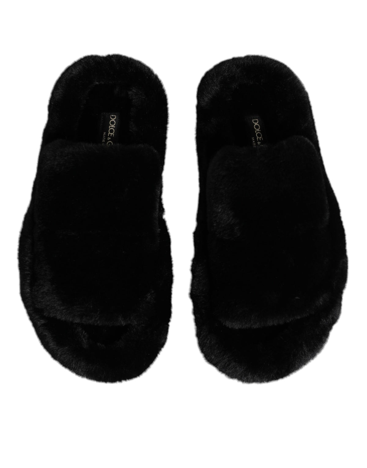 Dolce & Gabbana Zwarte Polyester Fluweel Slides Slippers Schoenen