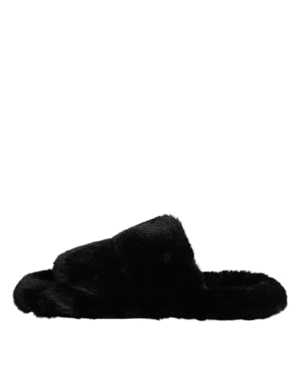 Dolce & Gabbana Zwarte Polyester Fluweel Slides Slippers Schoenen