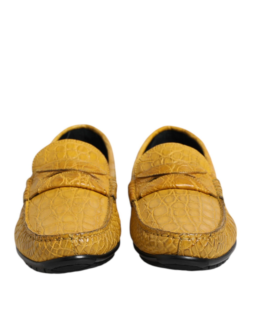 Dolce & Gabbana Gelbe Exotische Leder Loafers Slip On Schuhe