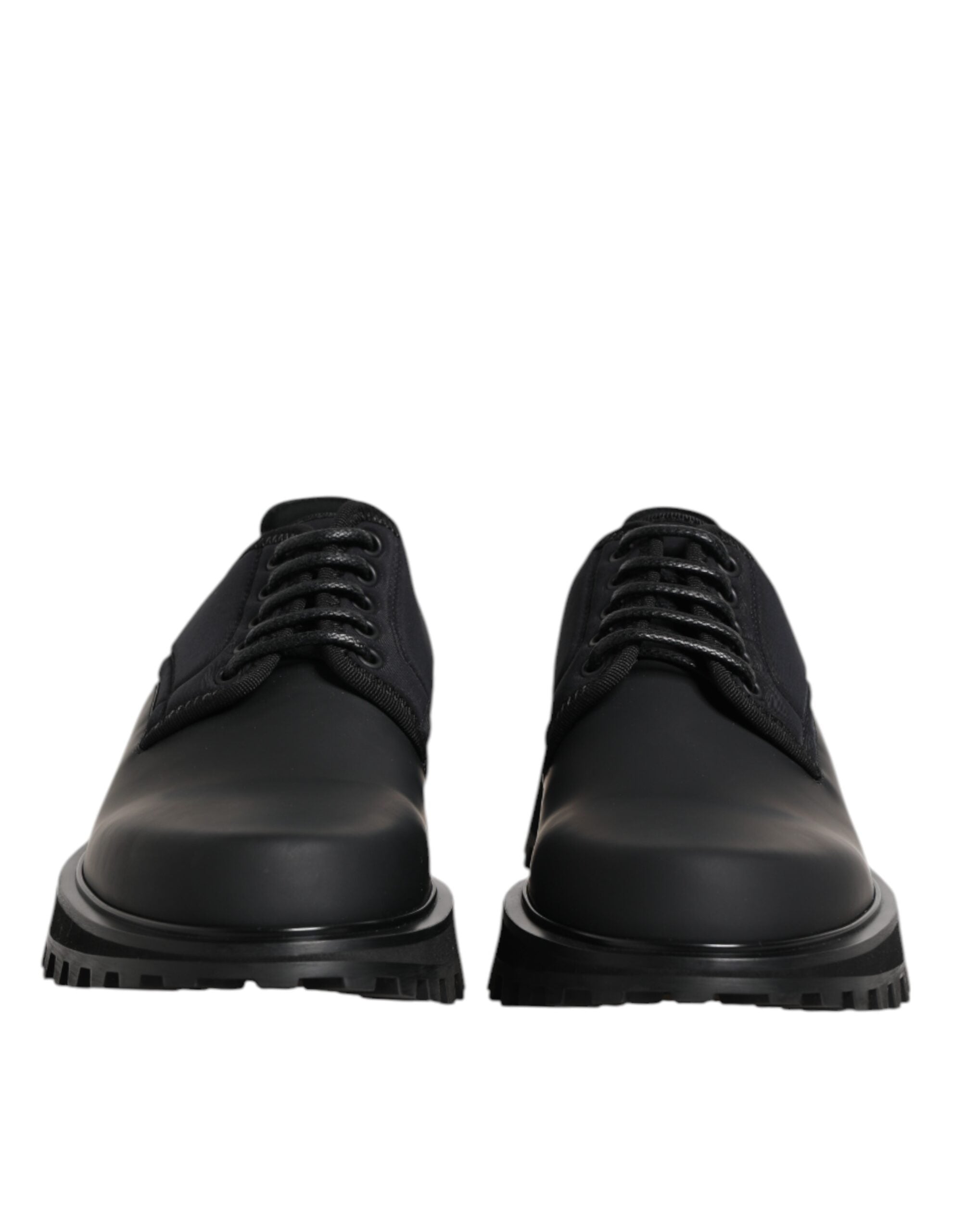 Dolce & Gabbana Schwarze Leder-Schnürschuhe für Trekking-Anzüge